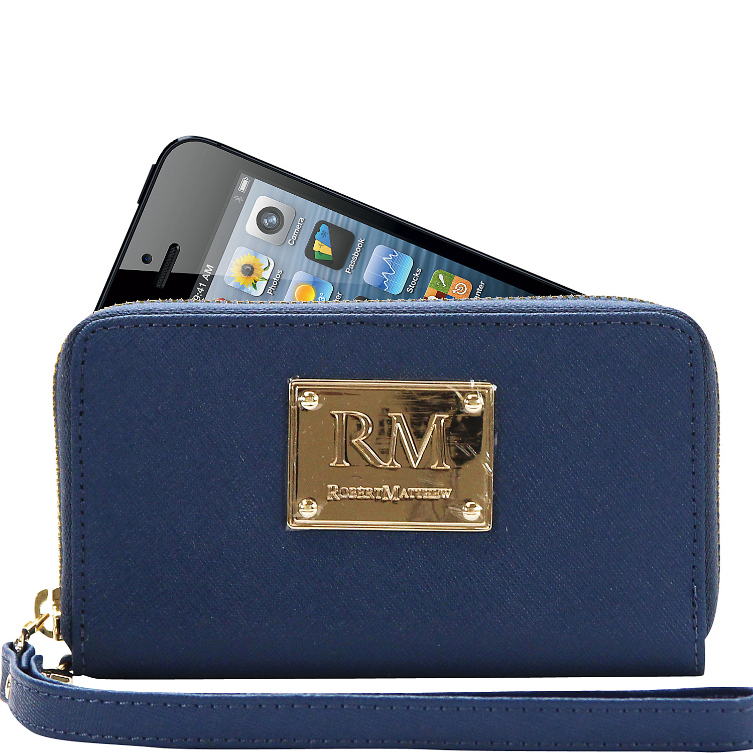 Sadie 24K Gold Leather Wallet Wristlet