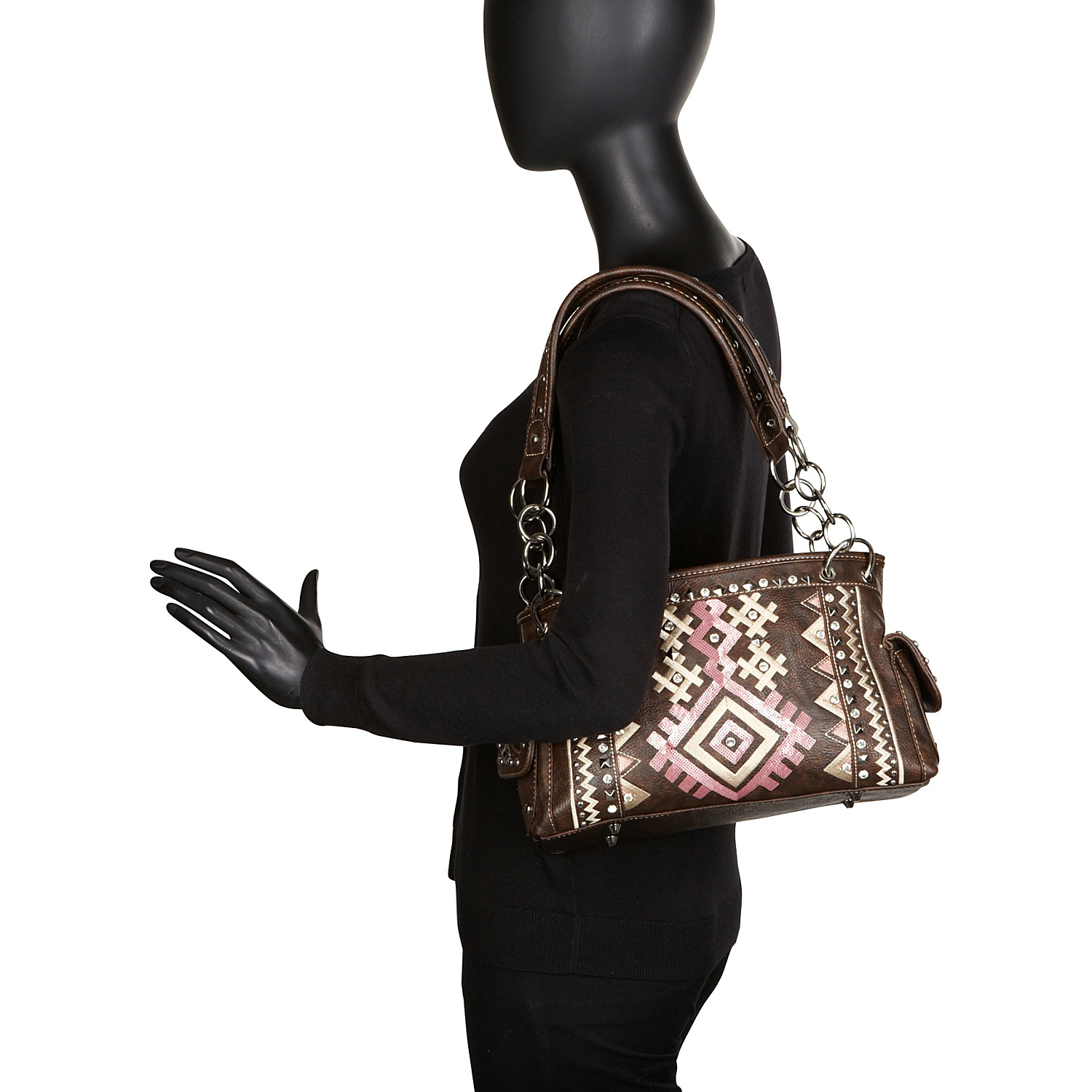 Tribal Design with Glitter Sequence Satchel