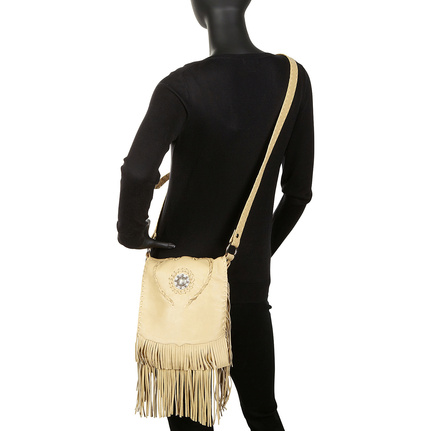 Full Flap with Concho and Fringe Shoulder Bag