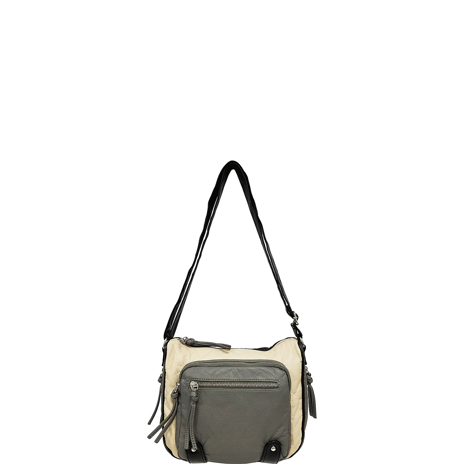 Washed Faux Leather Multi Panel Crossbody