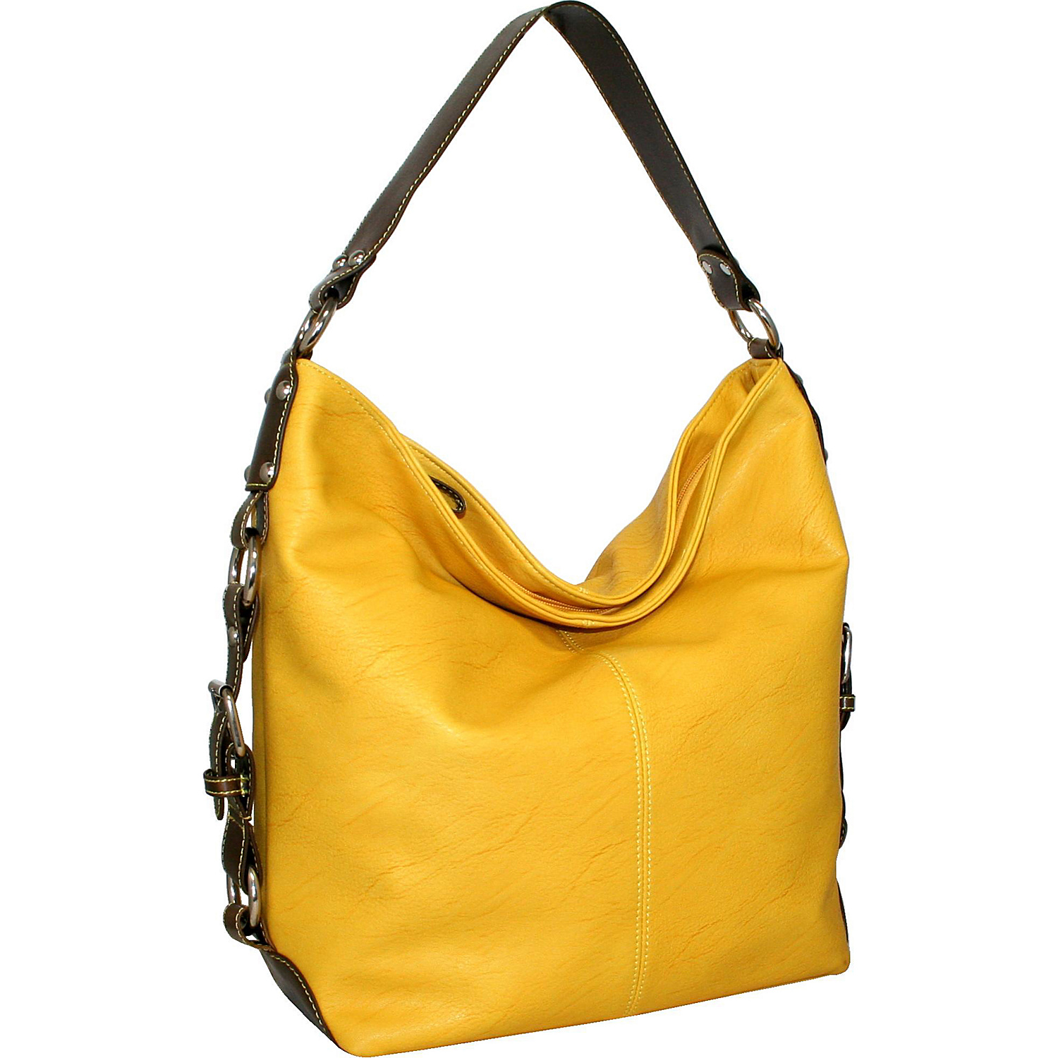 Bucket Bag with Belted Gusset Straps