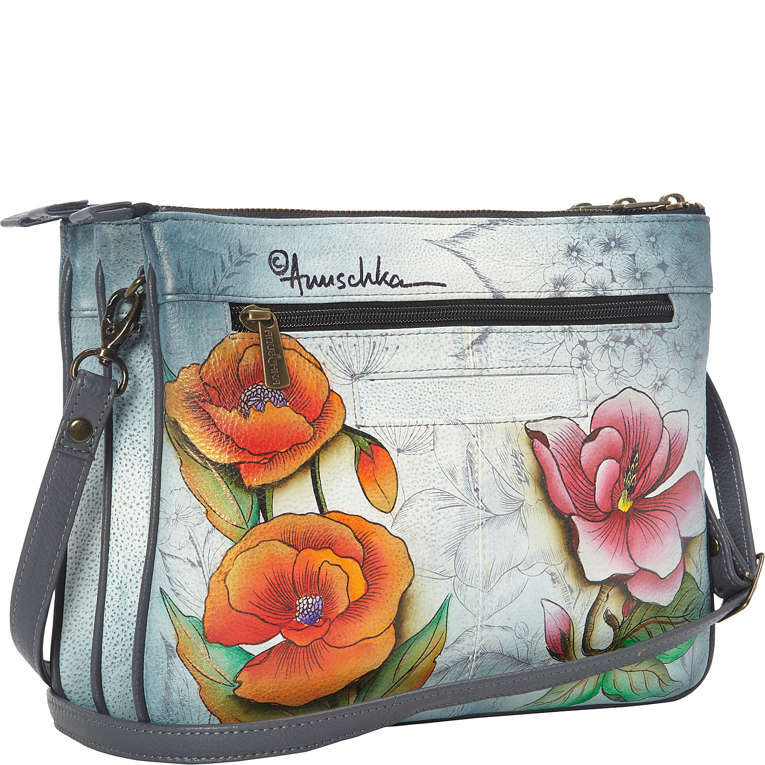 Hand Painted Triple Compartment Crossbody