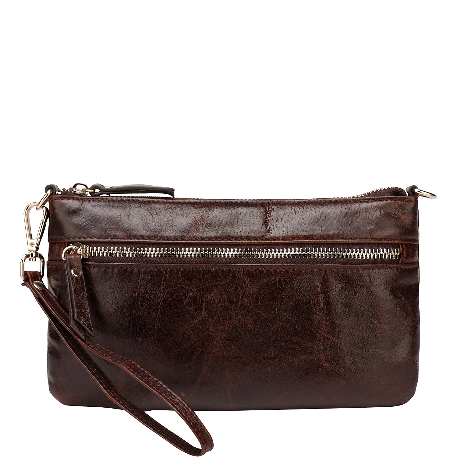 Maci Distressed Leather Crossbody/Clutch