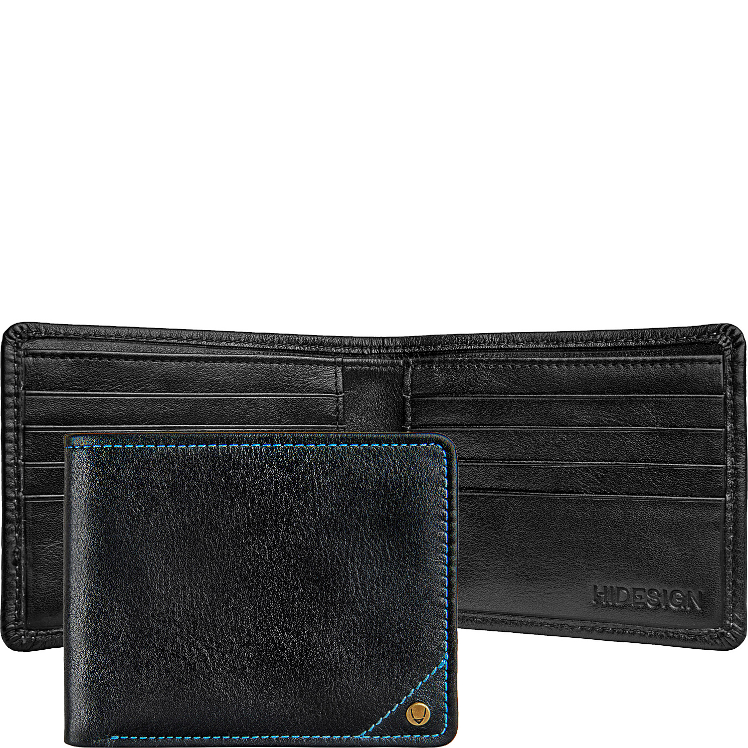 Angle Stitch Leather Slim Bifold Wallet