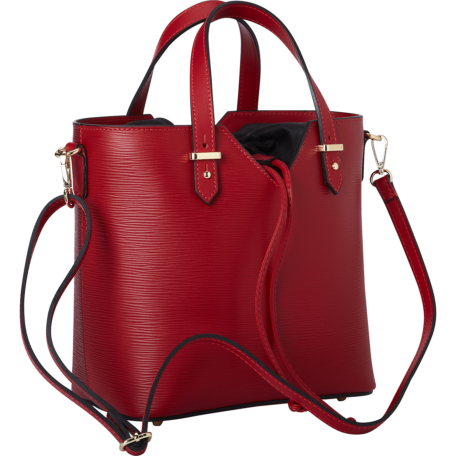 Valentine Handbag in Textured Deep Dark Red Leather