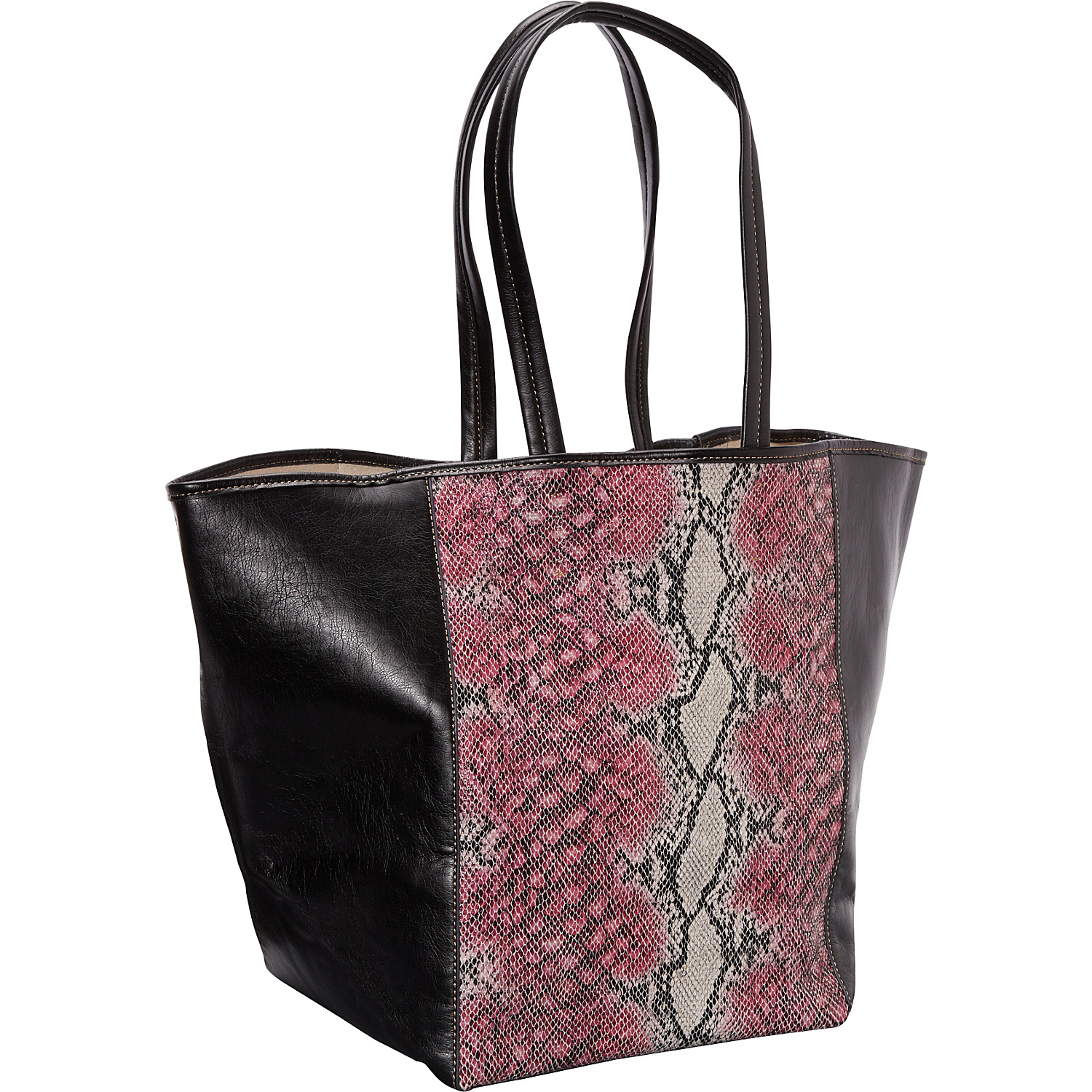 Page Python Print and Leather Tote