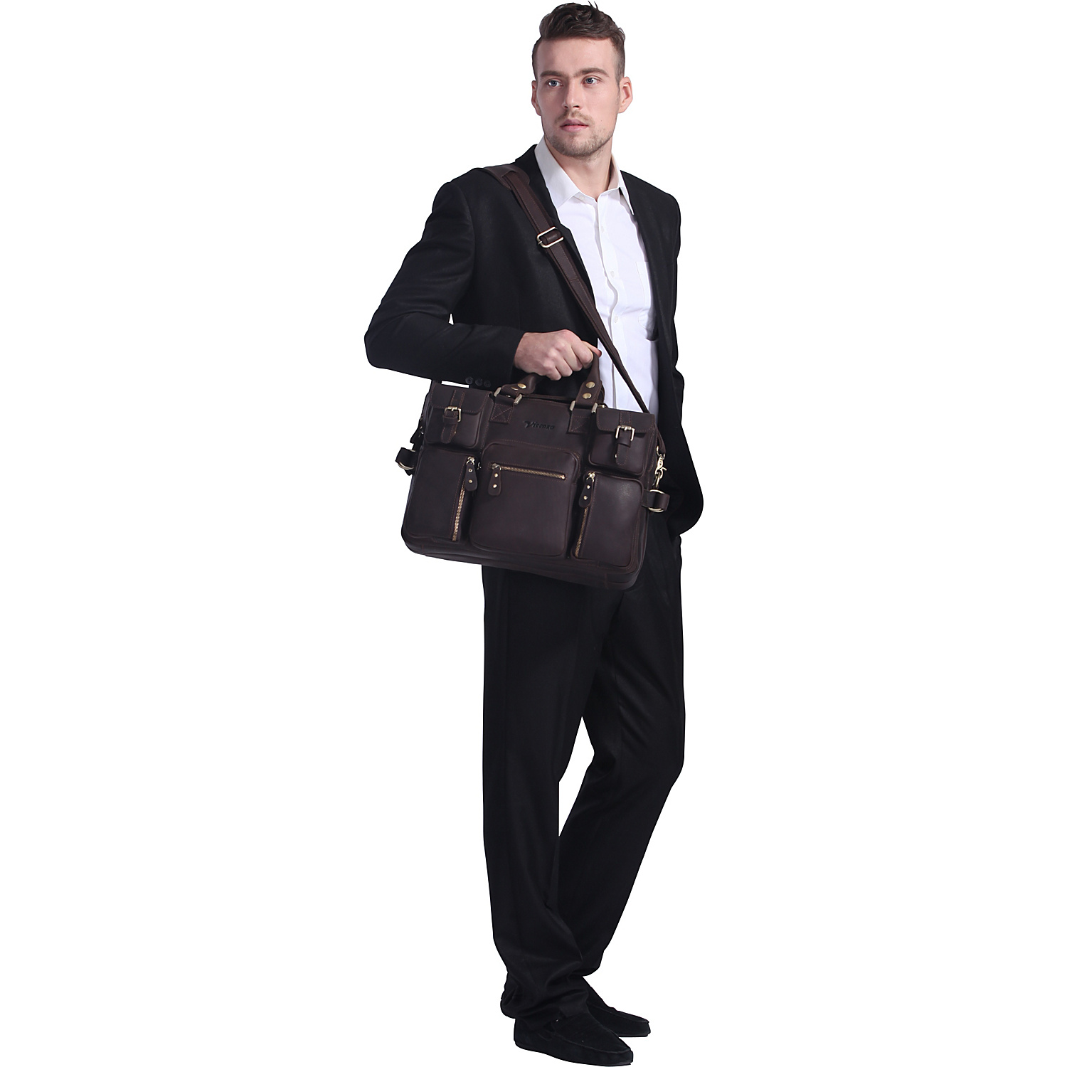 Titan X Full Grain Leather Briefcase Messenger Bag