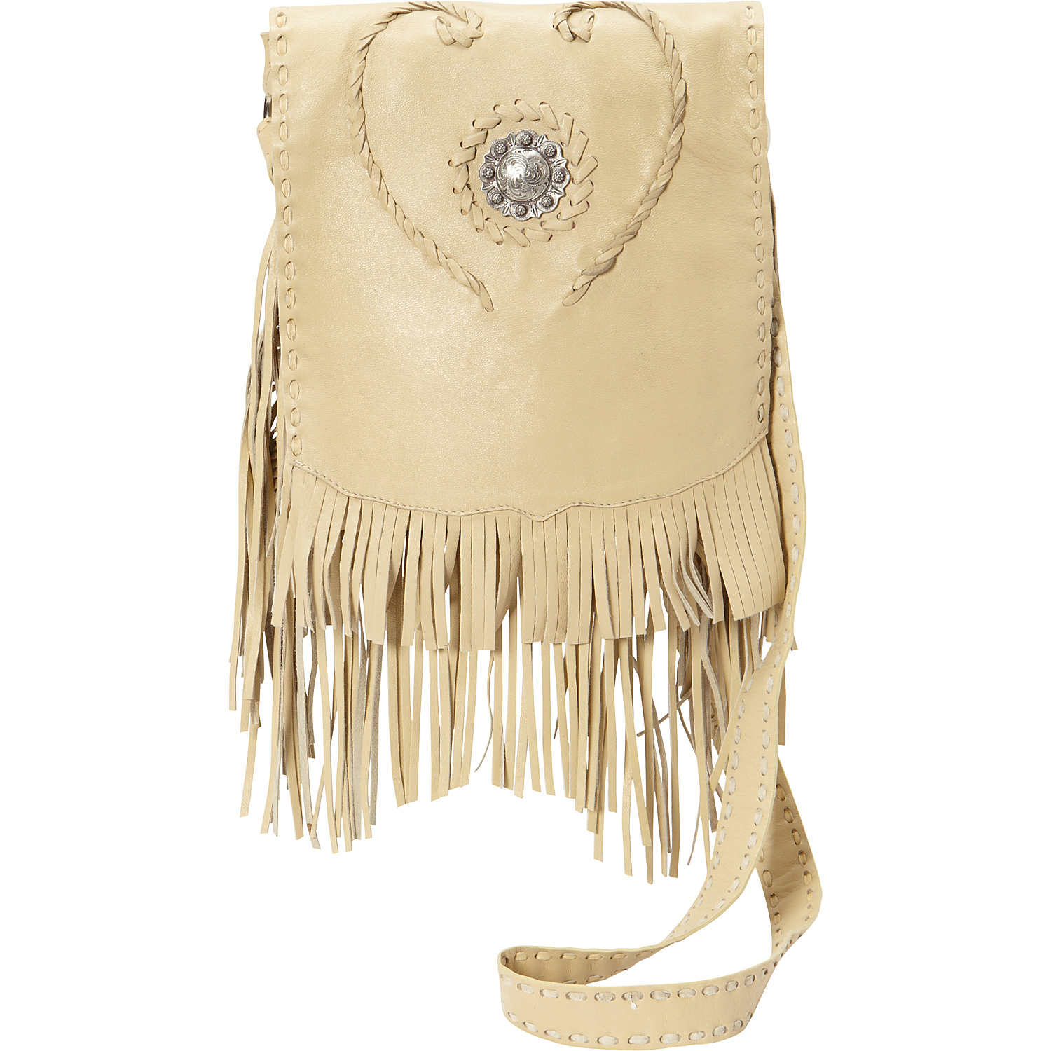 Full Flap with Concho and Fringe Shoulder Bag