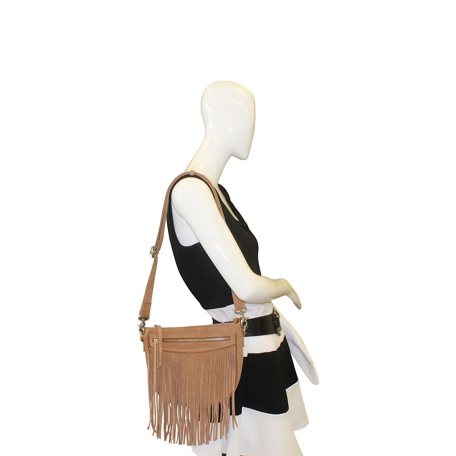 Donata Suede Fringe Crossbody