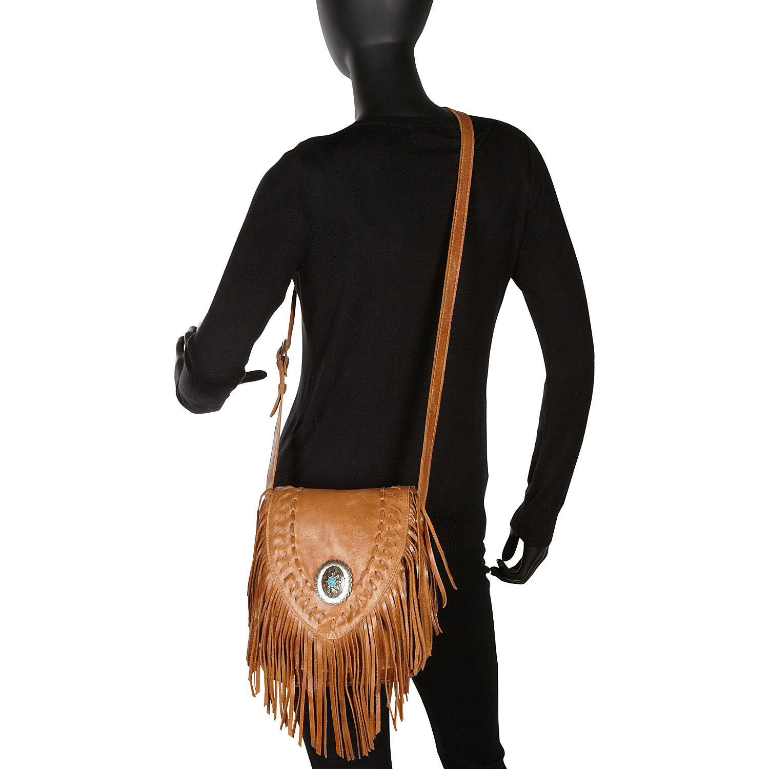 Pueblo Moon Fringe Flap Crossbody