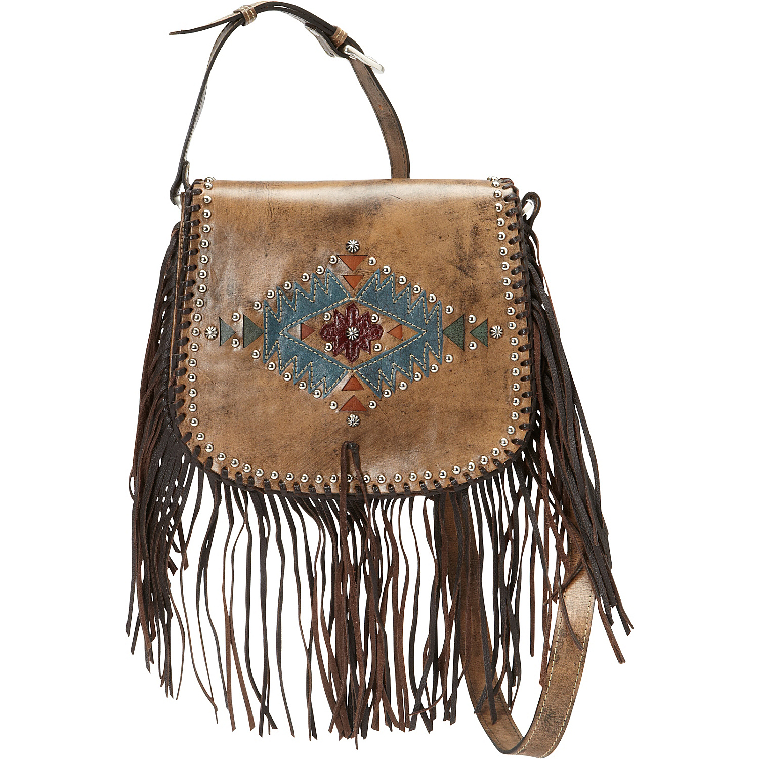 Pueblo Moon Fringe Flap Crossbody