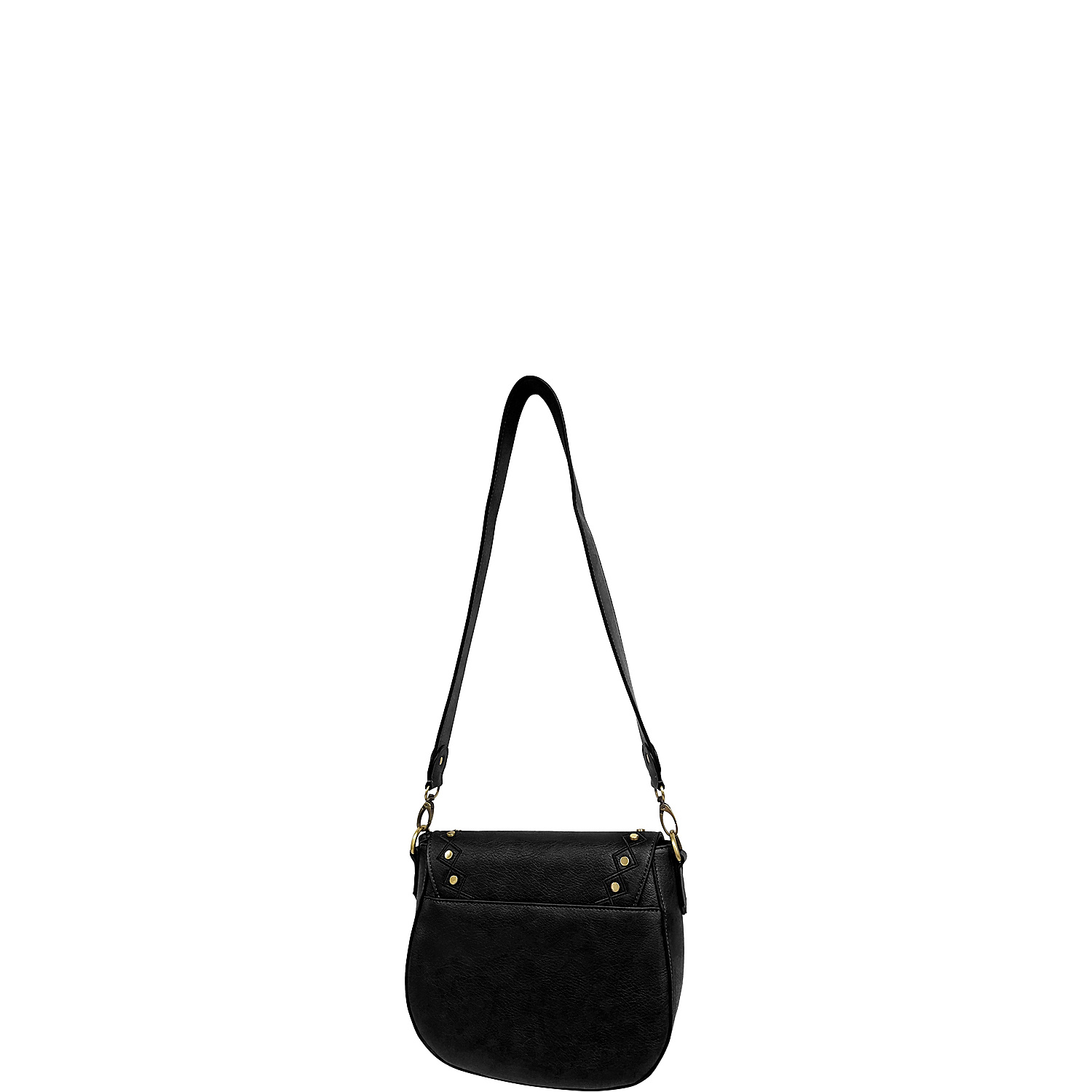 Faux Leather Studded Flap Crossbody