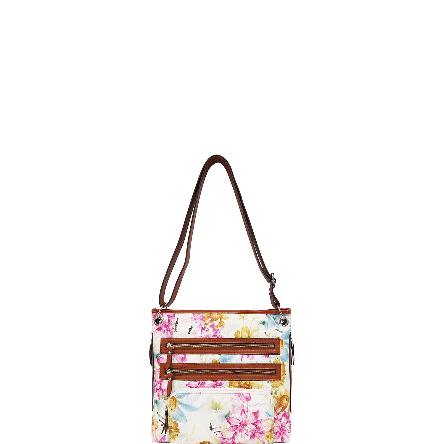 Printed Triple Zip Crossbody