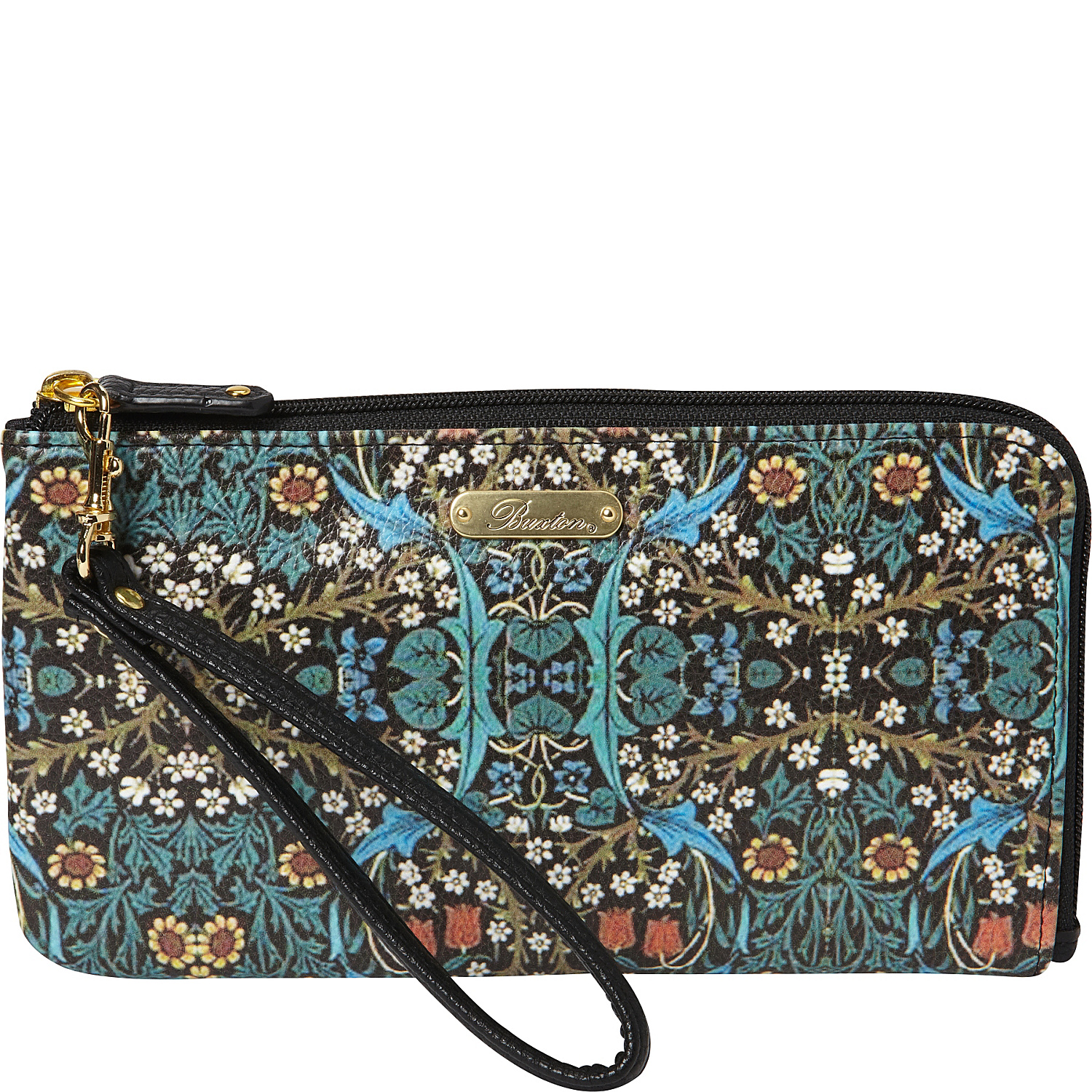 Art Nouveau L-Zip Expandable Wallet with Removable Strap