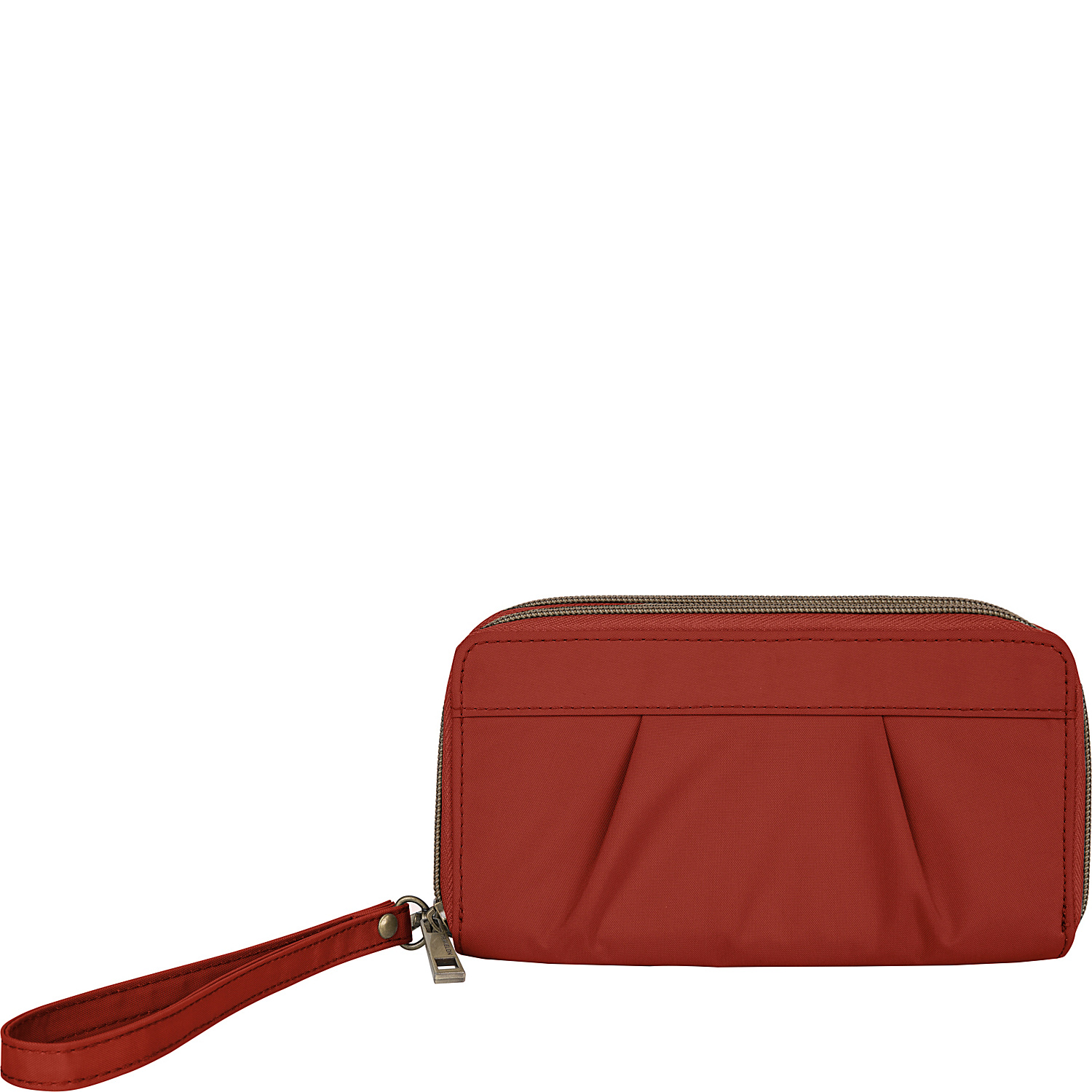 RFID Pleated Double Zip Clutch