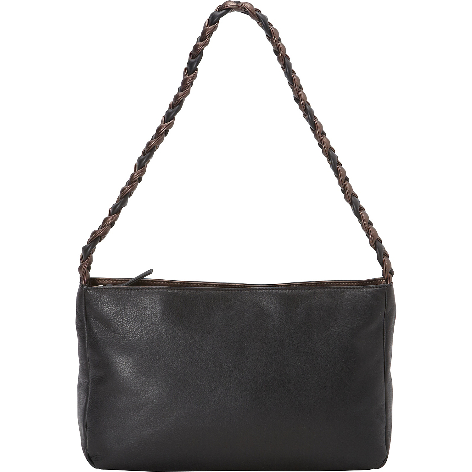 Classic E/W Inset Top Zip Shoulder Bag with Braided Shoulder Strap