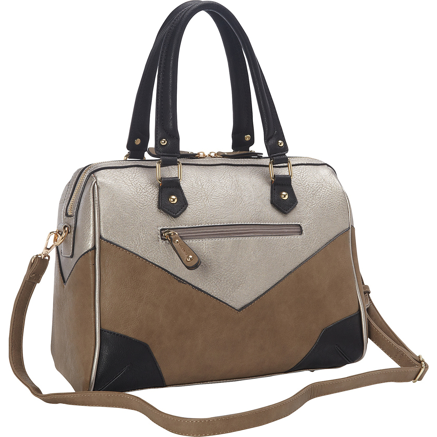 Quilted Two Tone Top Handle Bag