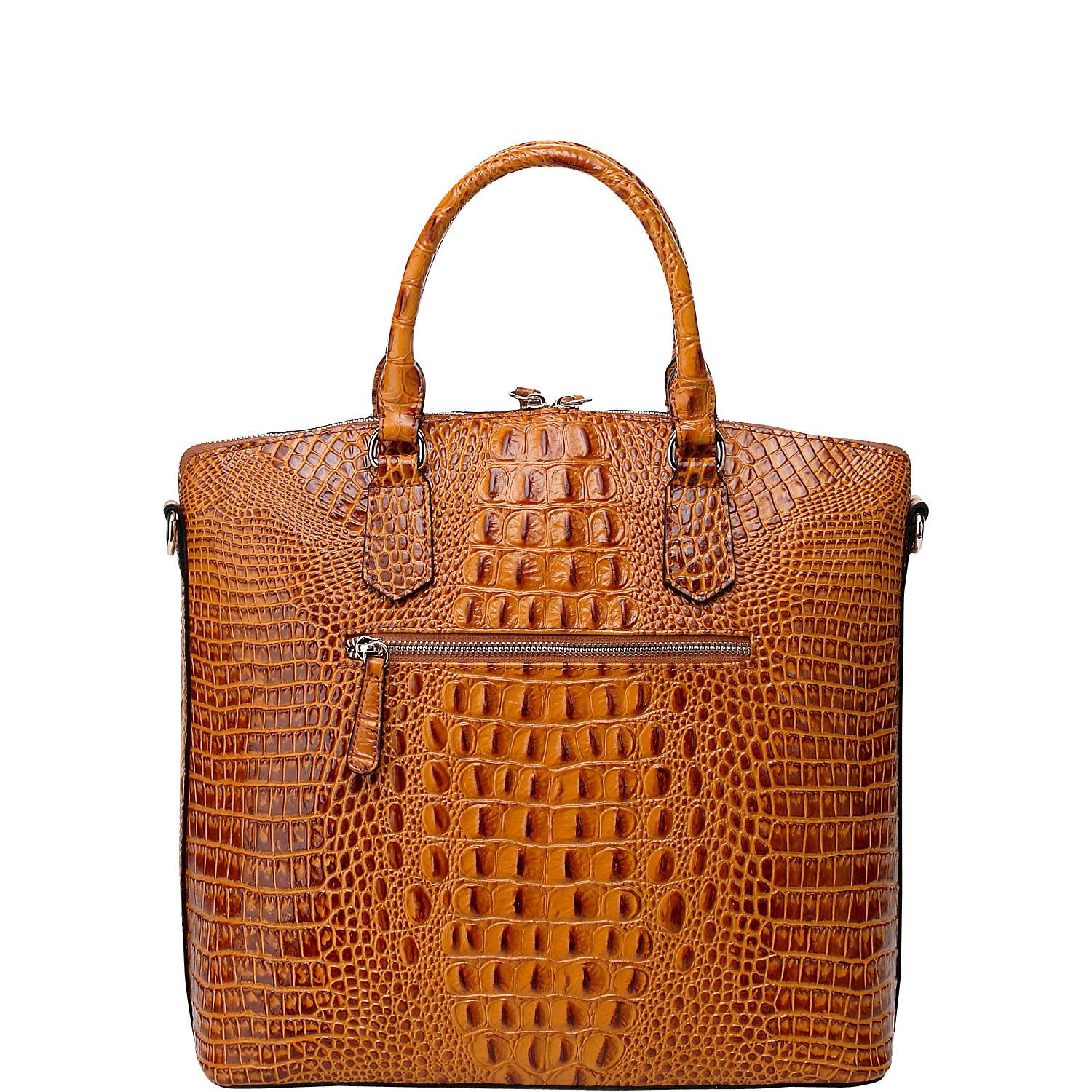 Dione Croc Embossed Top Handle Leather Tote