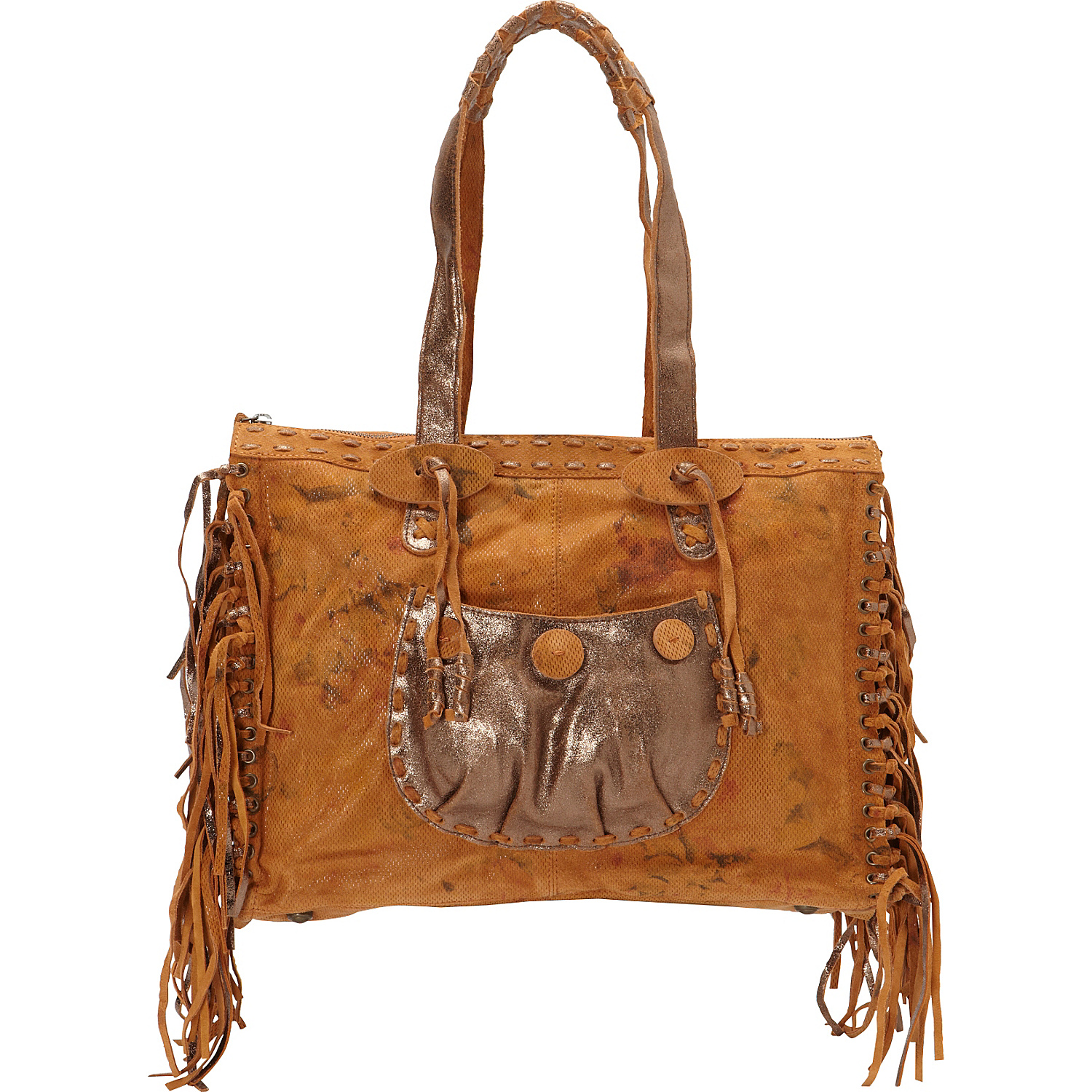 Knotted Fringe Leather Tote