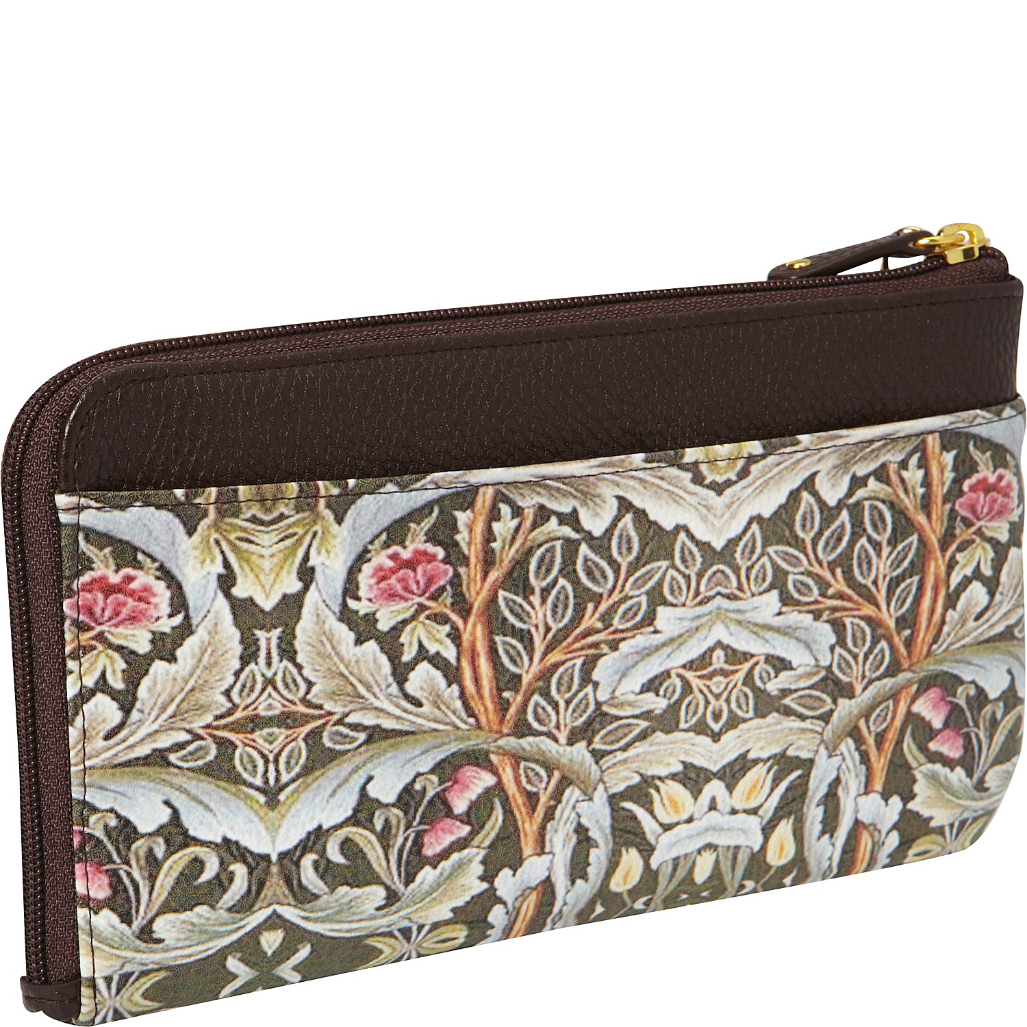 Art Nouveau L-Zip Expandable Wallet with Removable Strap