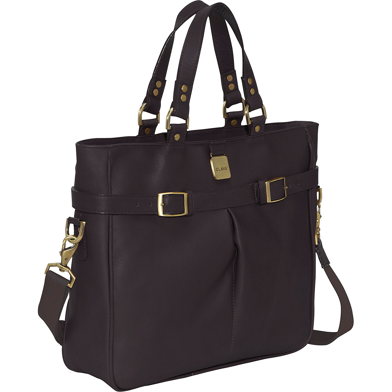 Leather Pleated Buckle Tote