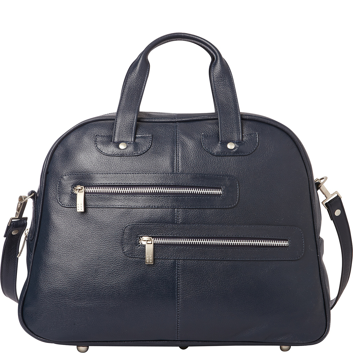 Double Zip-Pocket Leather Satchel