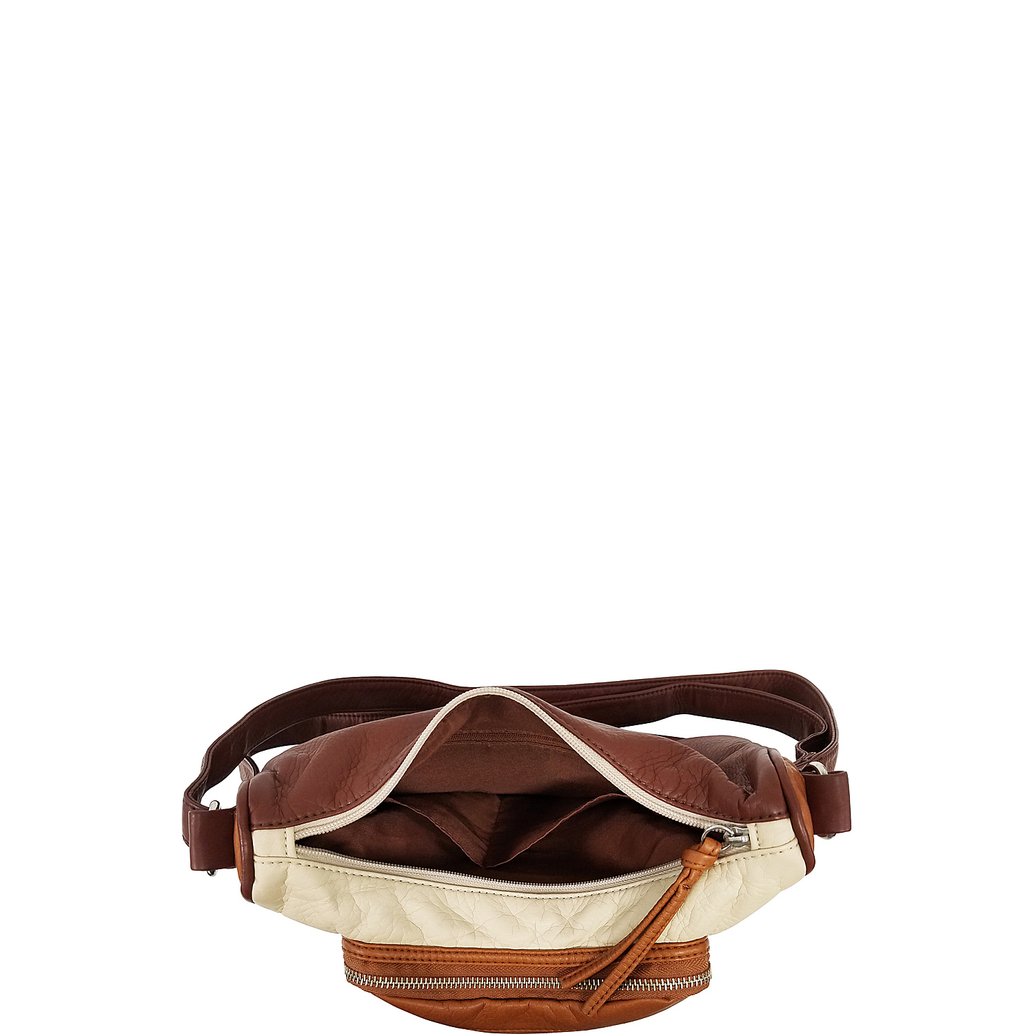 Washed Faux Leather Multi Panel Crossbody