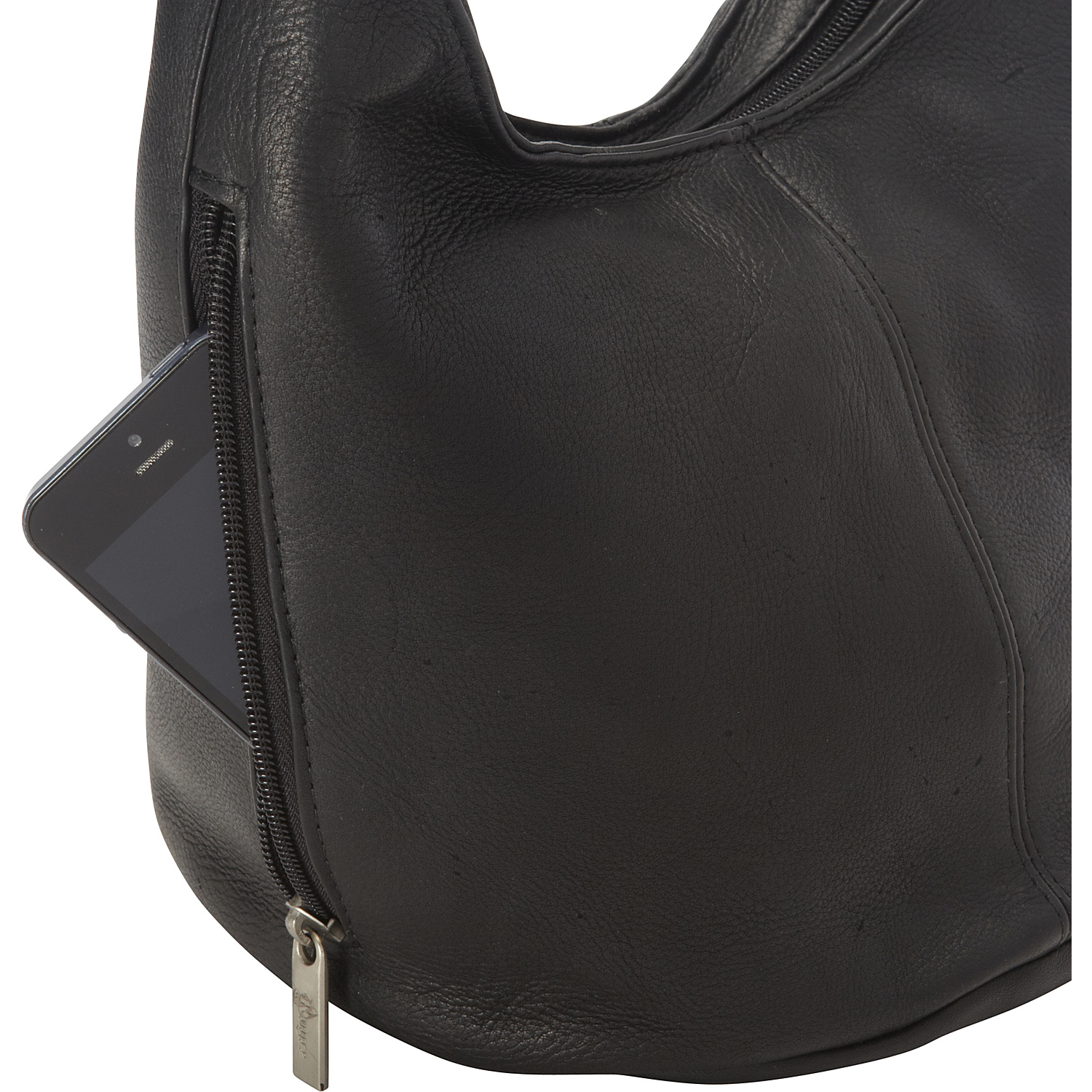 Vaquetta Hobo Bag with Side Zip Pocket