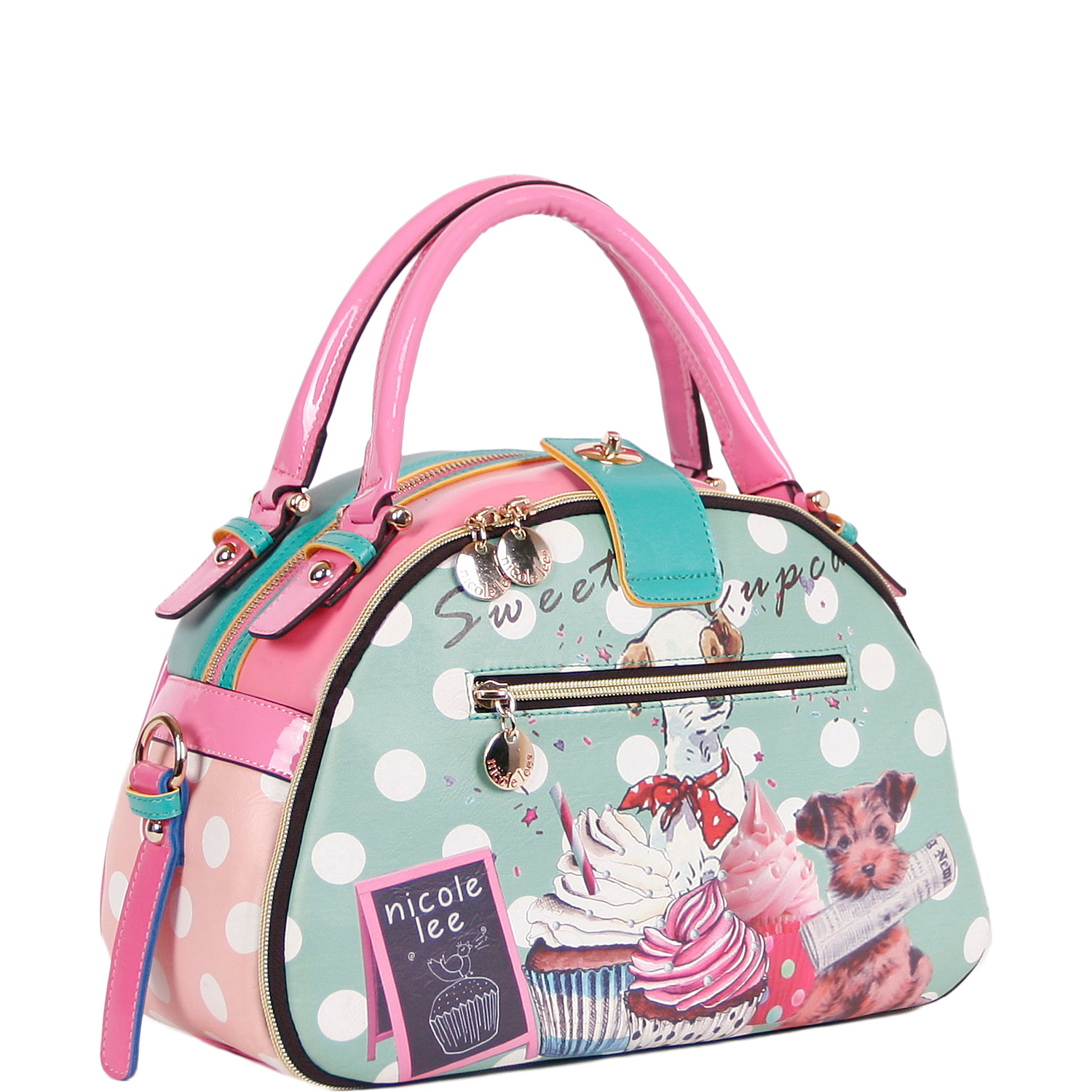 Cupcake Dog Print Bowler Bag