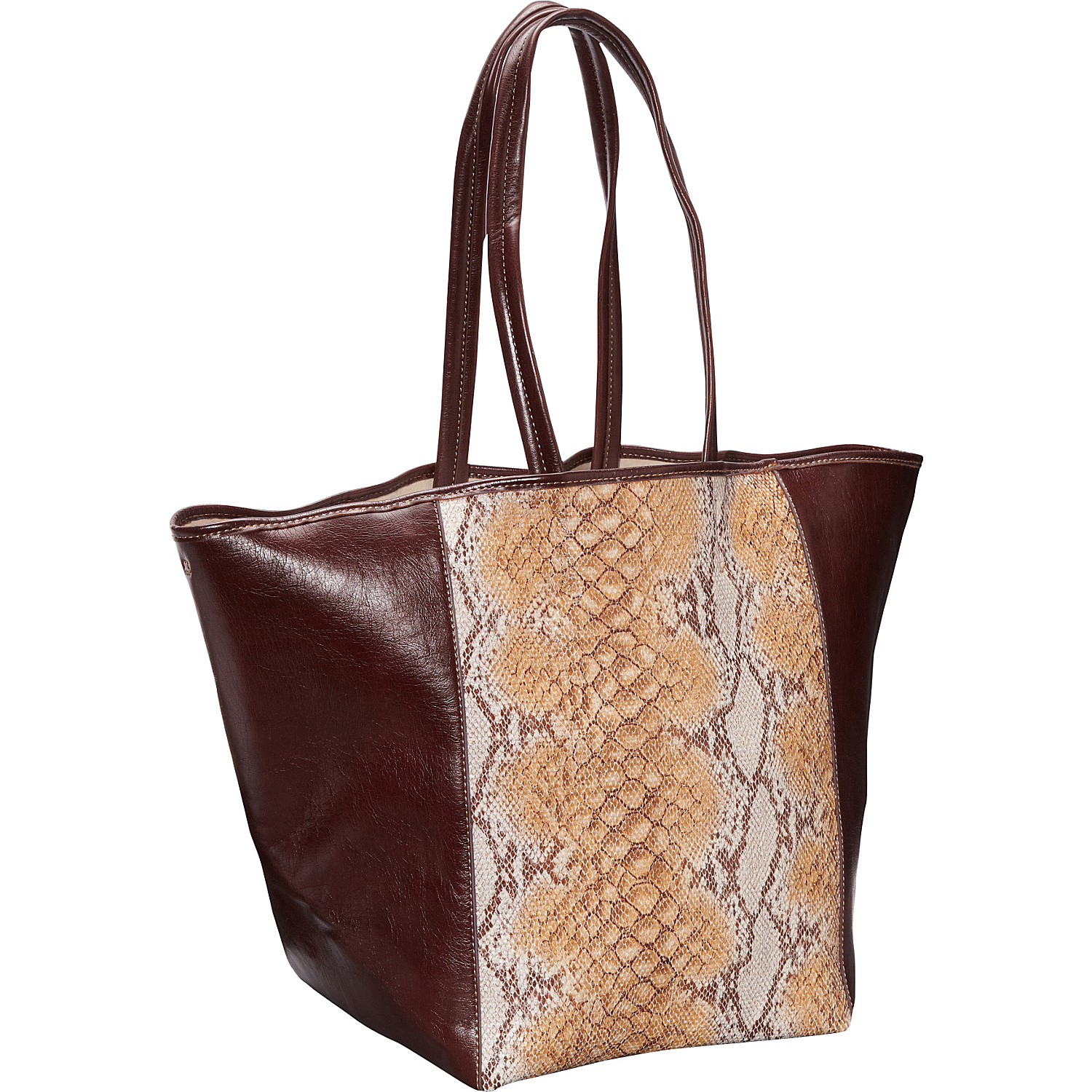 Page Python Print and Leather Tote