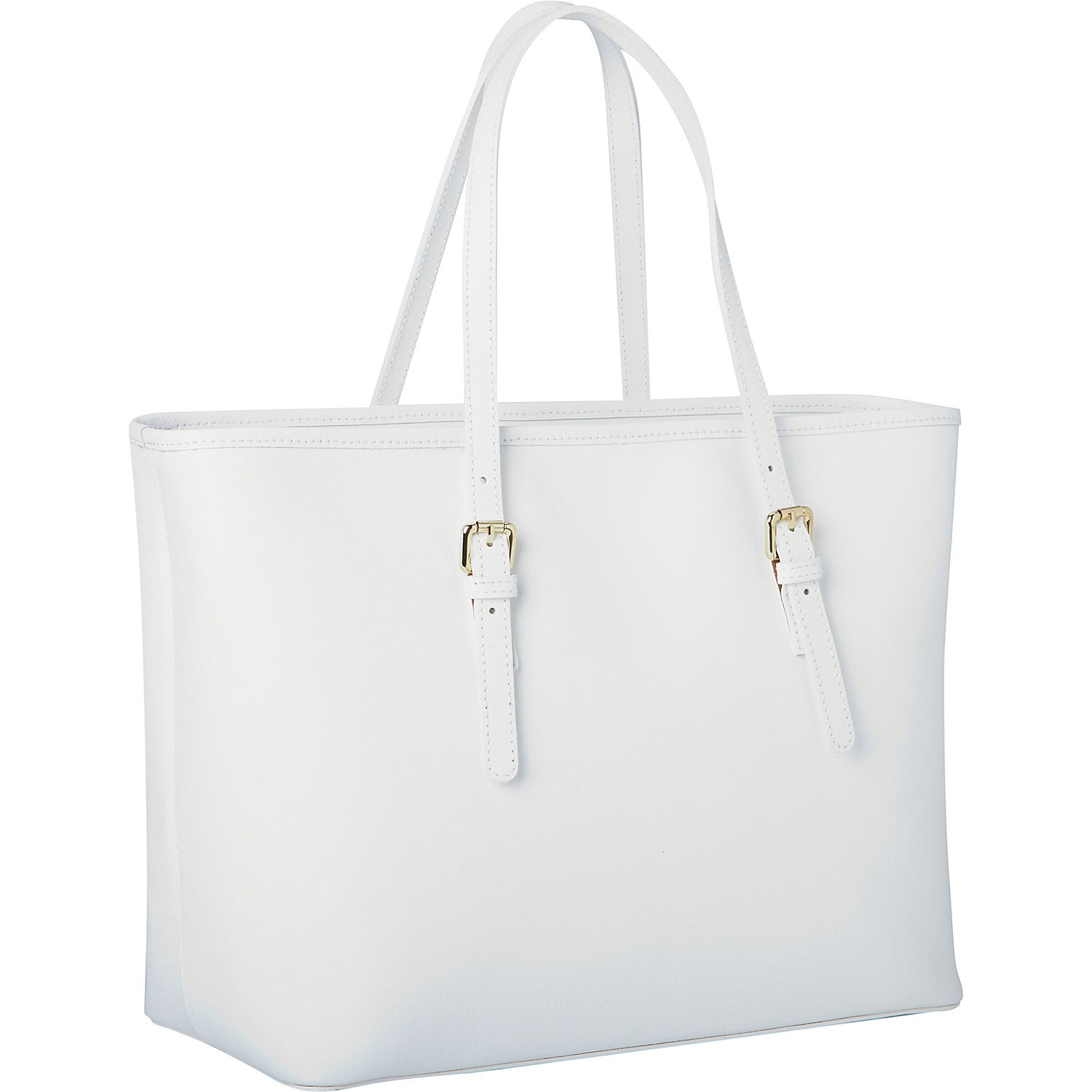 Classic Italian White Leather Handbag Tote