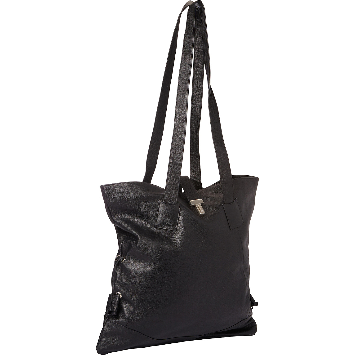 Leather Tote W/Side Straps