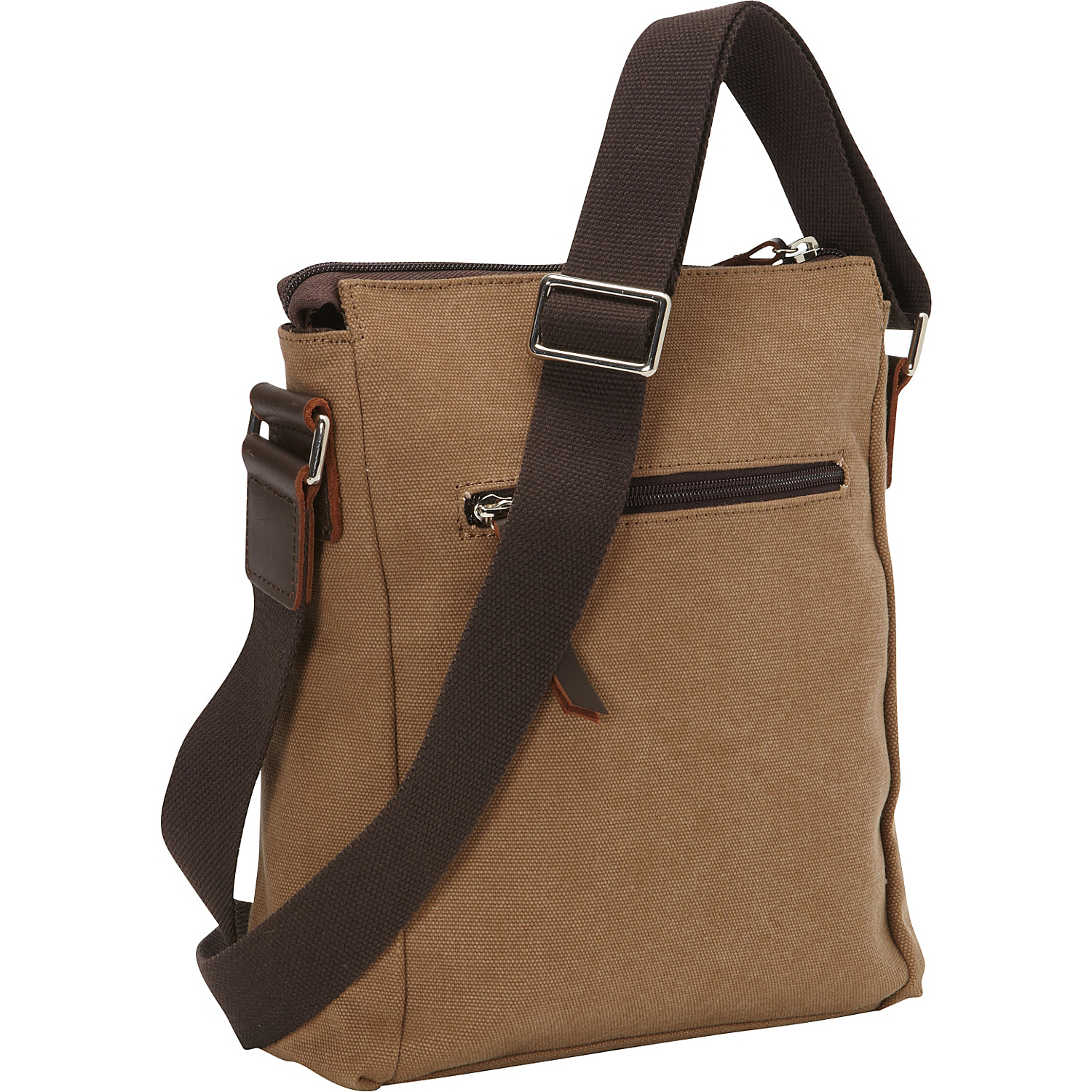 Canvas Tourist Slim Messenger Bag with Leather Accent