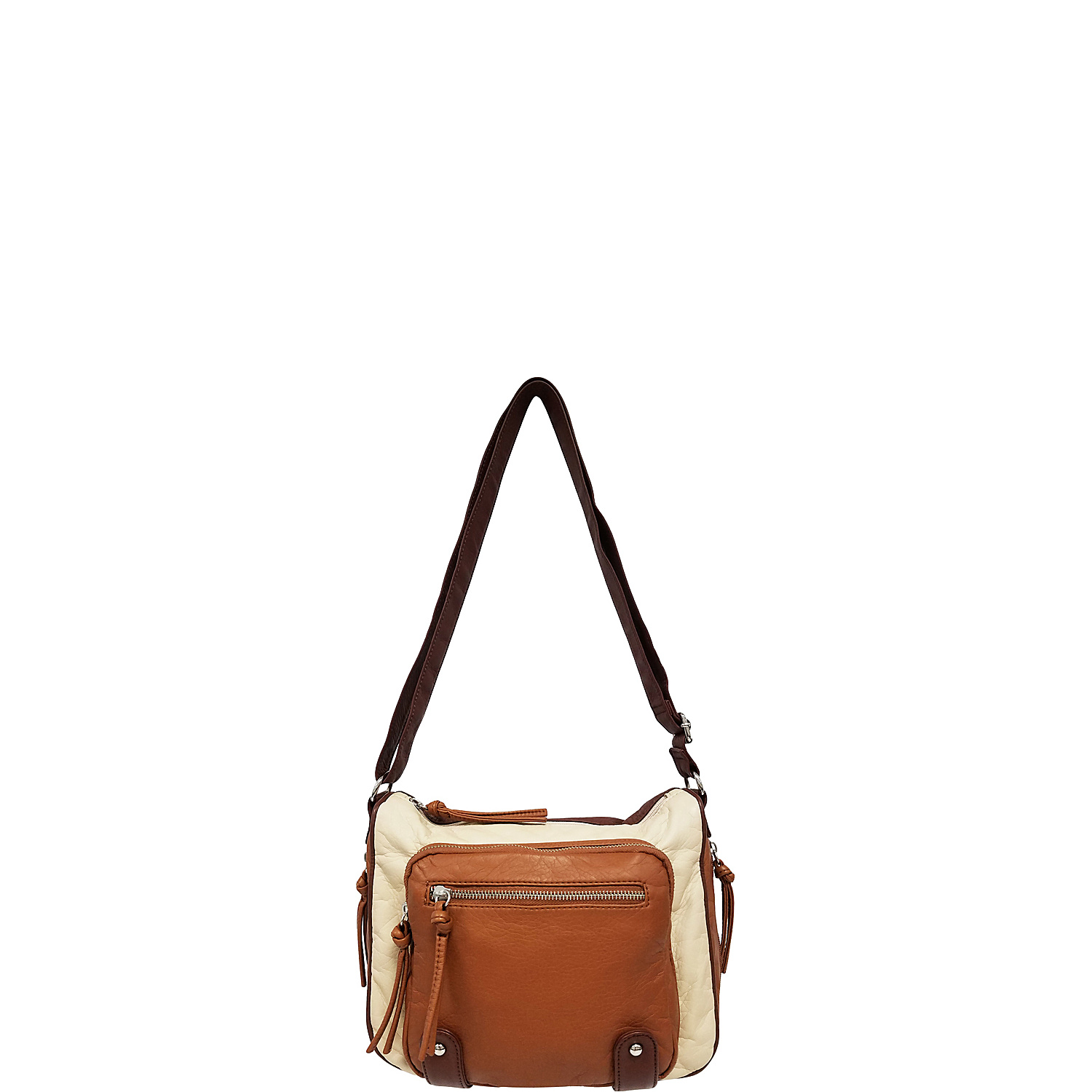 Washed Faux Leather Multi Panel Crossbody