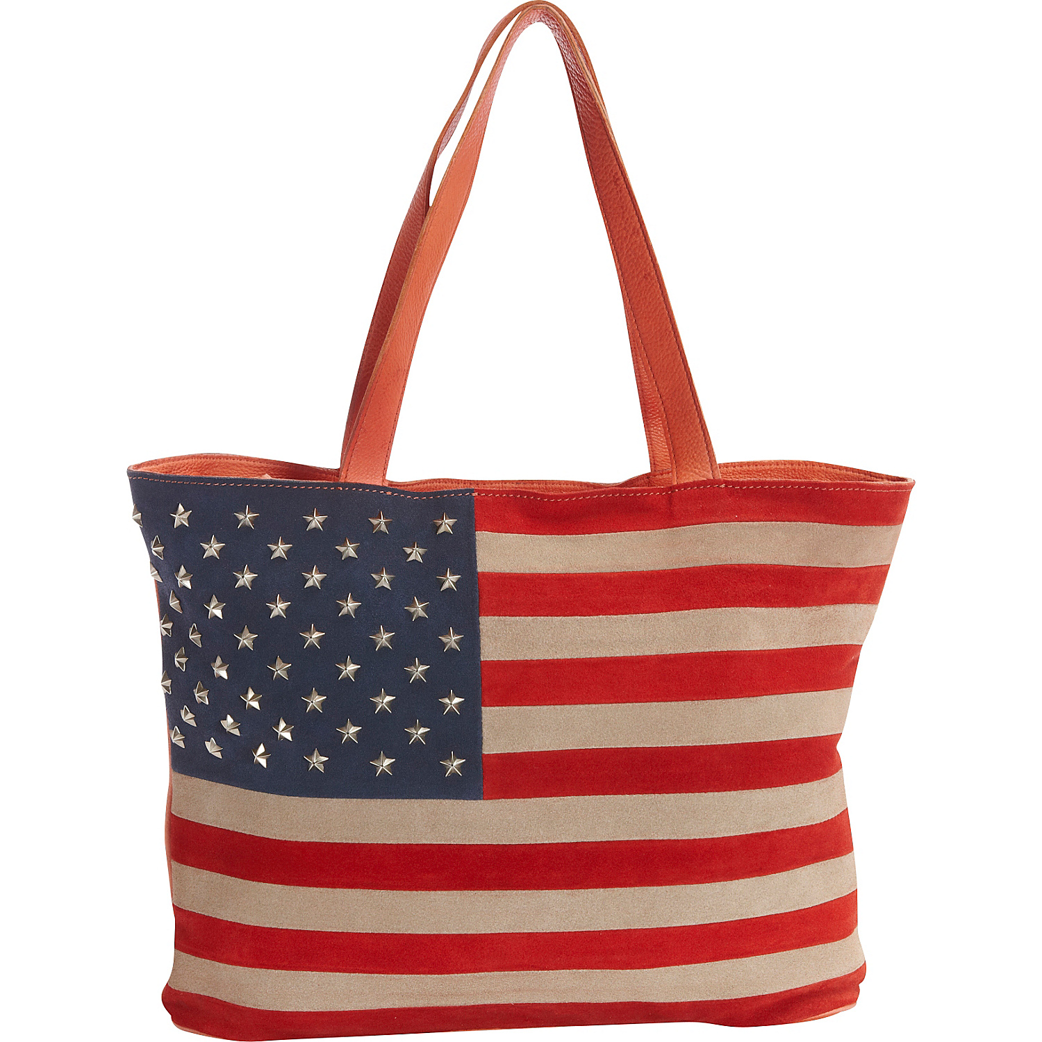 Suede Flag Shoulder Bag with Studded Stars