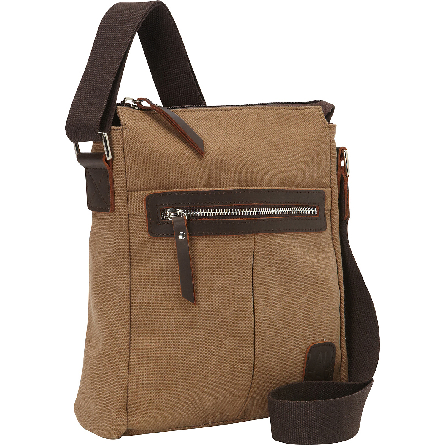 Canvas Tourist Slim Messenger Bag with Leather Accent