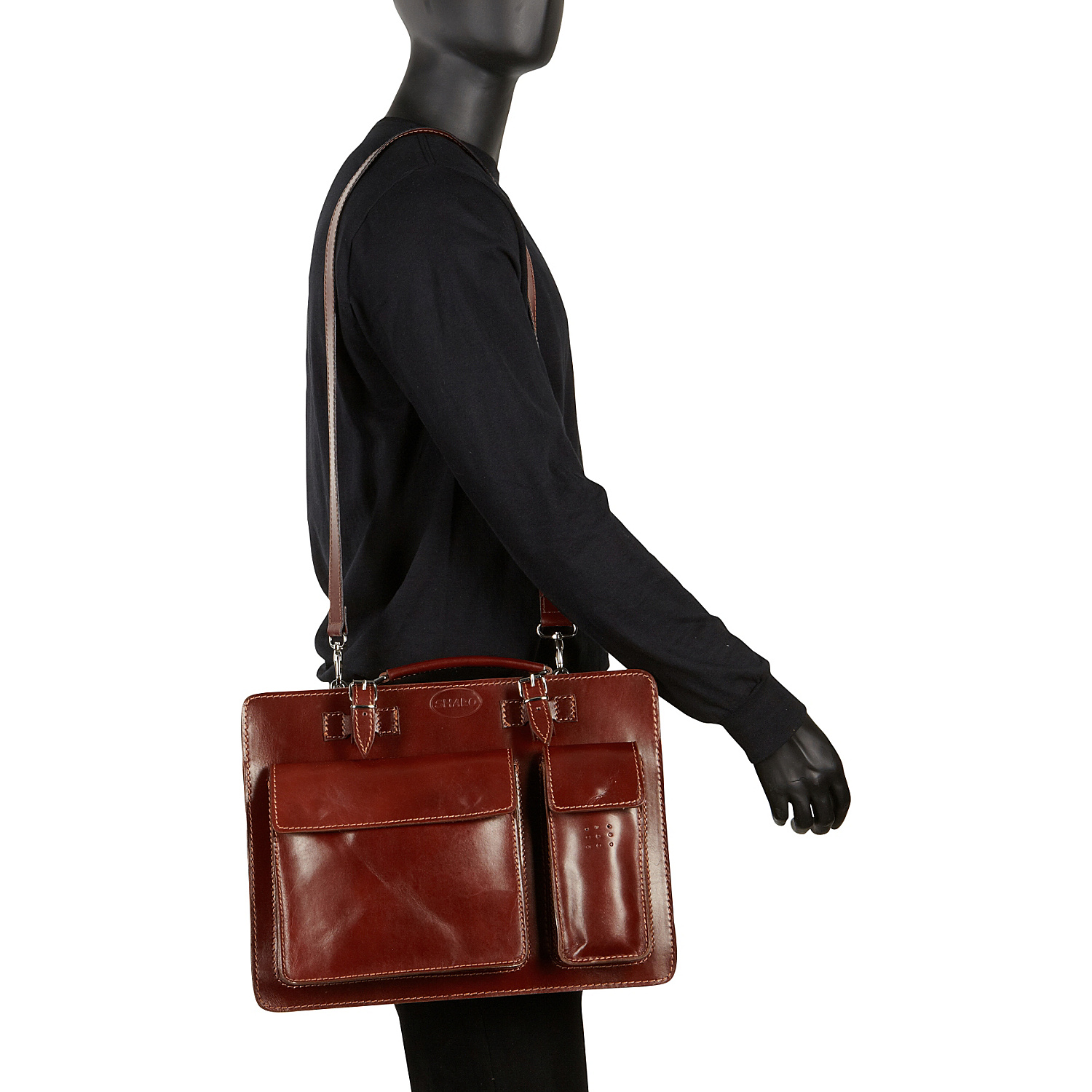 Italian Leather Computer Brief and Messenger Bag