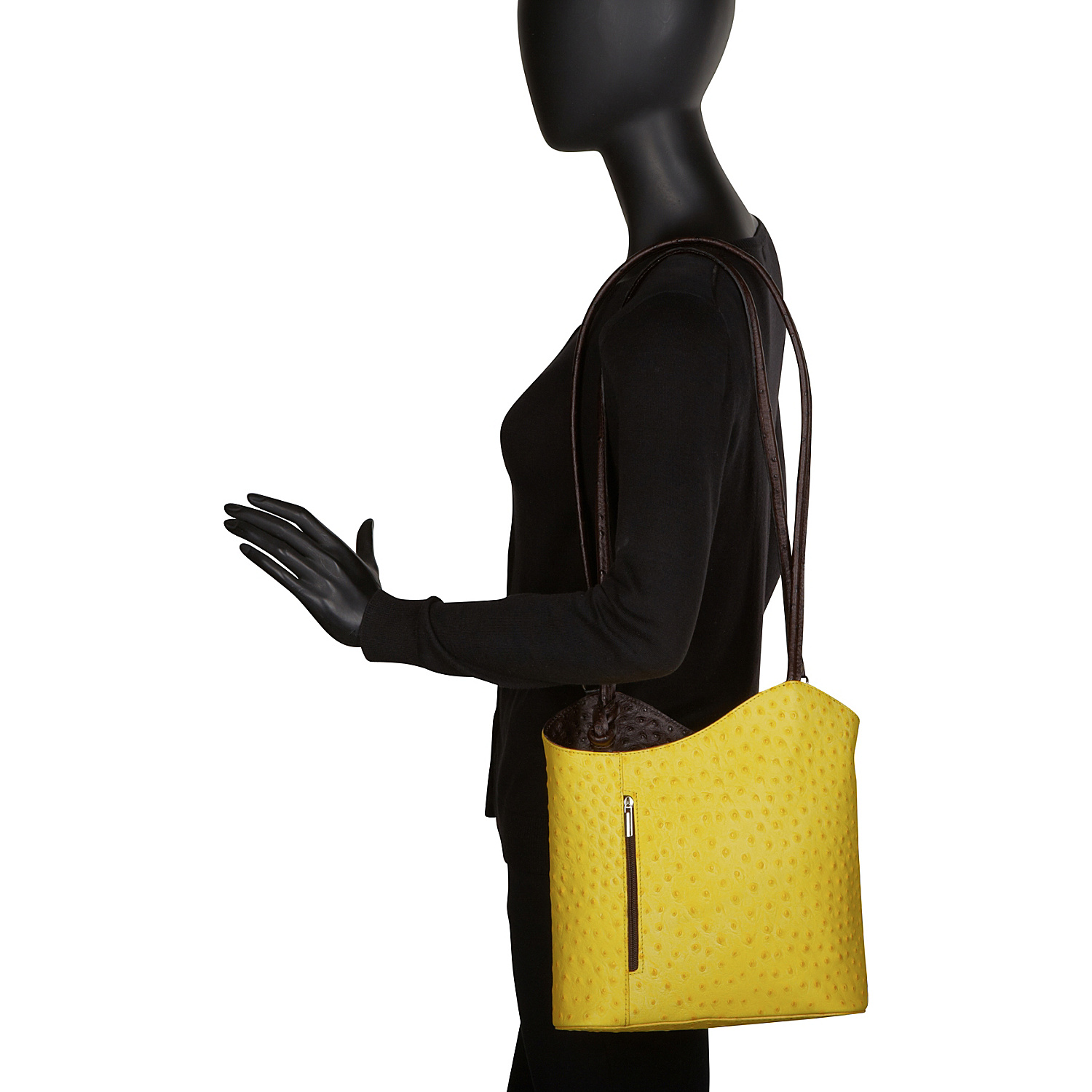 Two Toned Textured Italian Leather Handbag