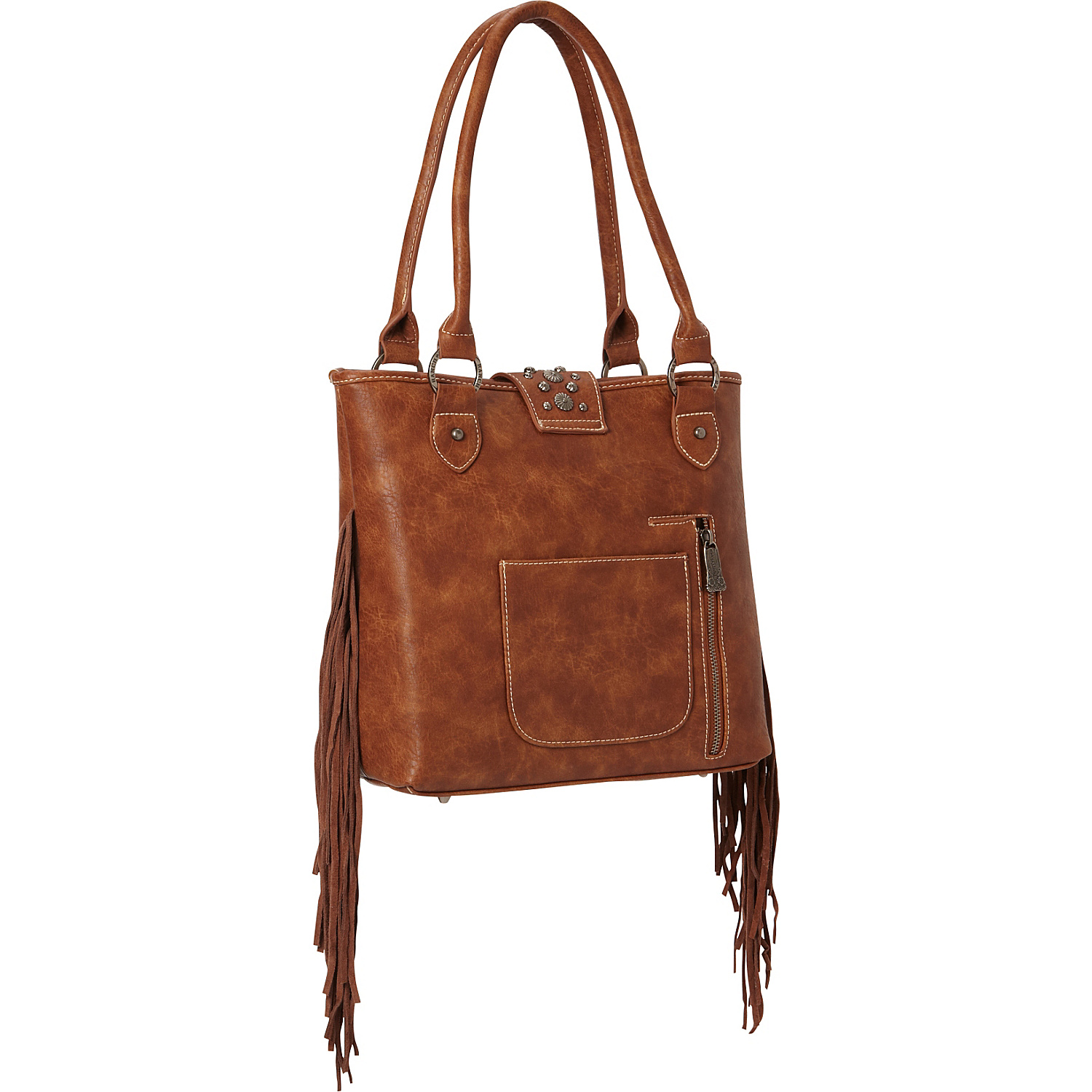 Buckle Handbag with Hair-On and Fringe