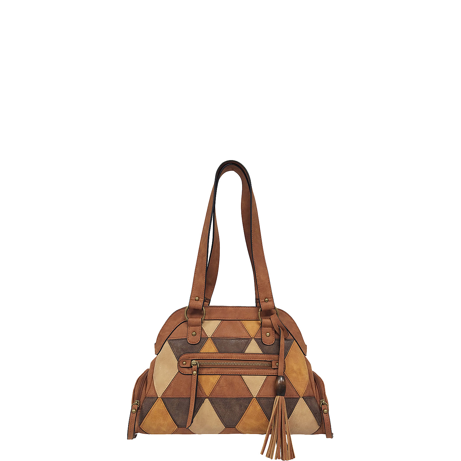 Triangle Diamond Suede Satchel