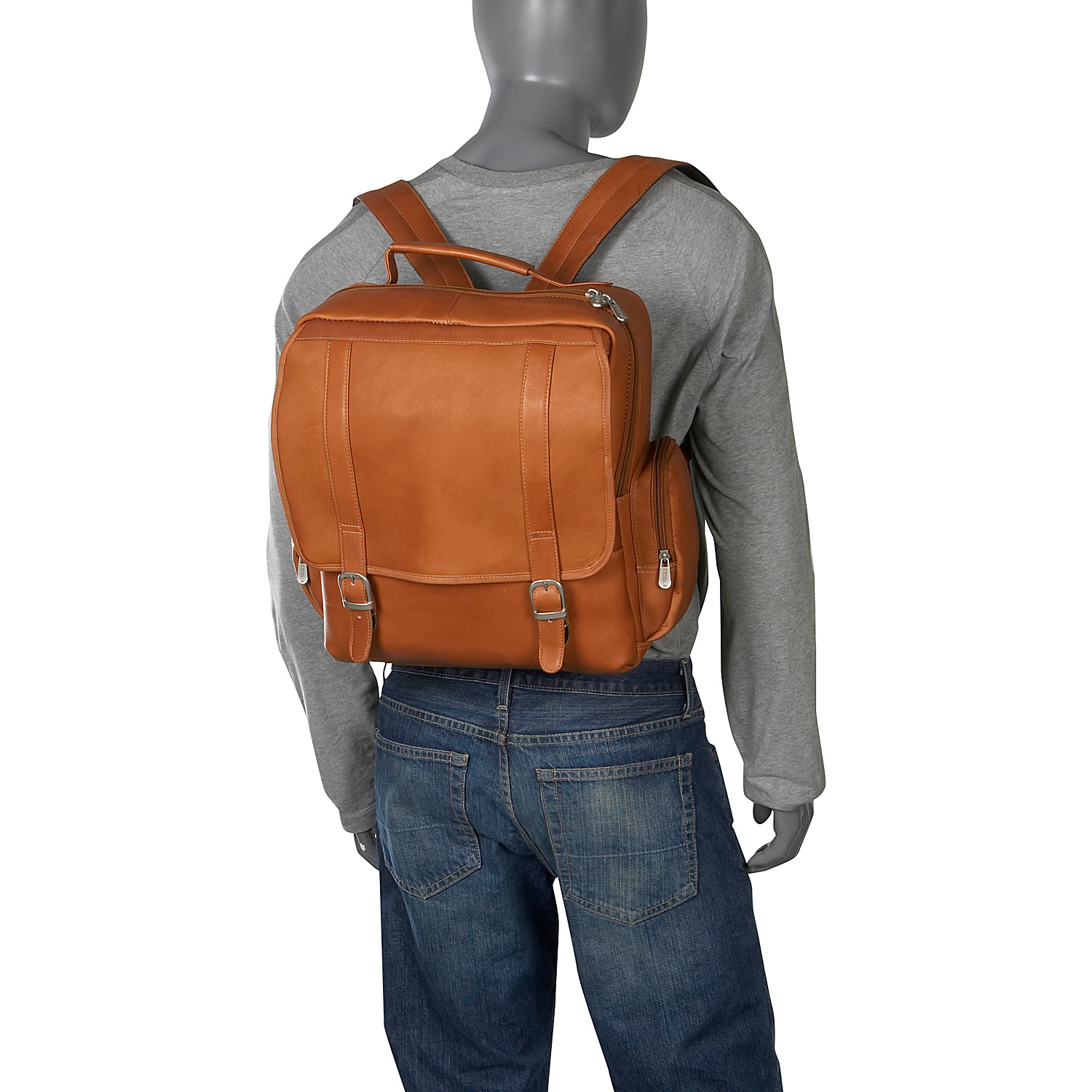 Vertical Leather Laptop Backpack