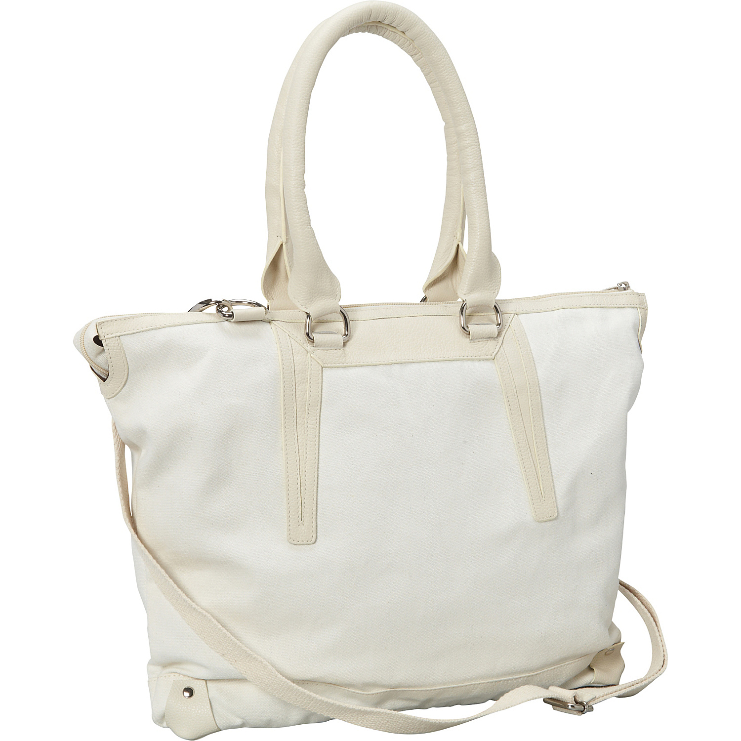 Large Canvas and Leather Tote Handbag