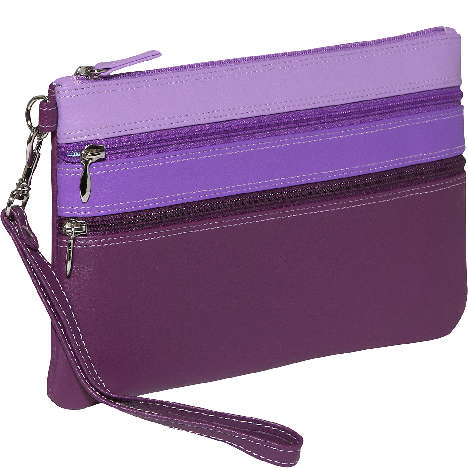 Large Trizip Multi Color Clutch in Black Rainbow Combination