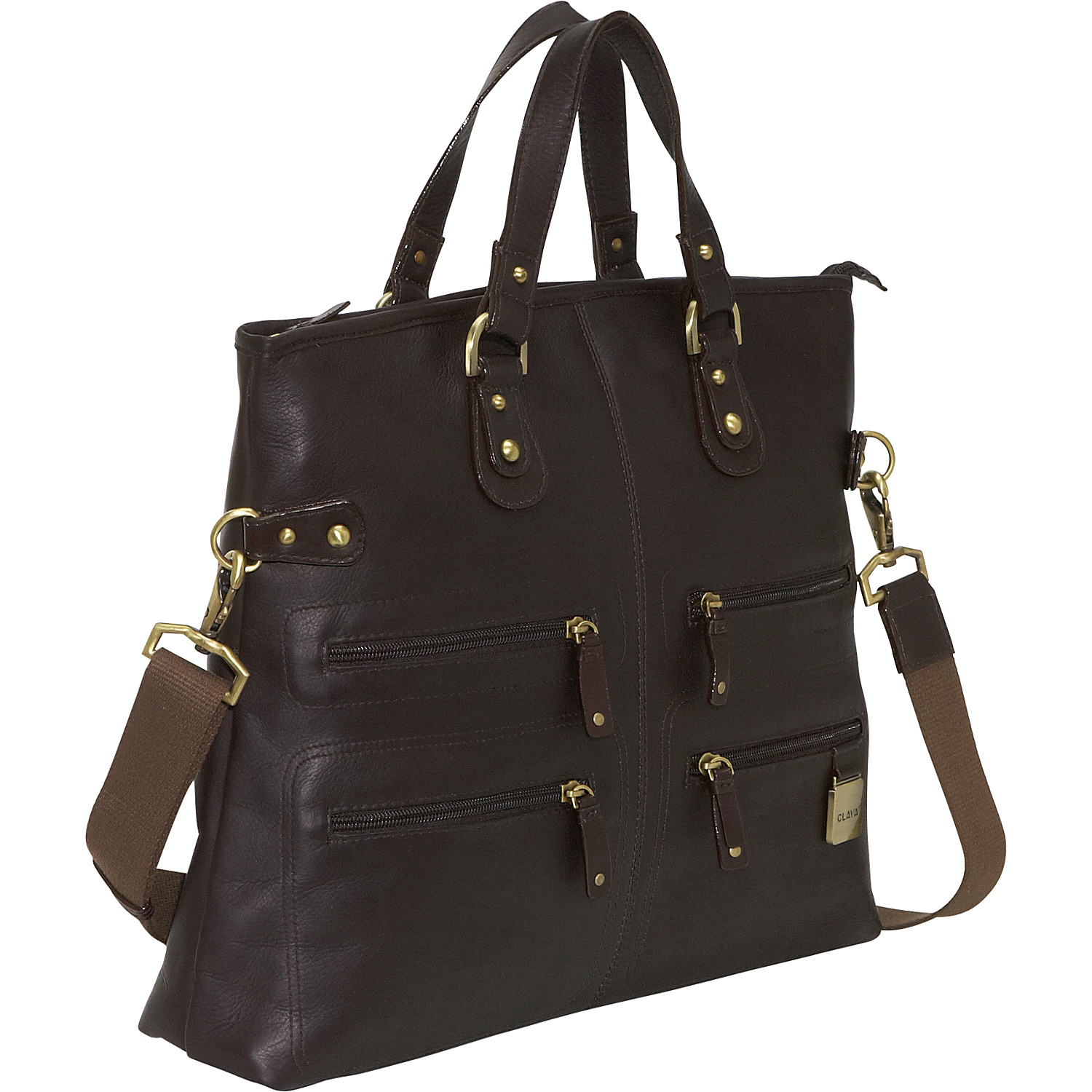 Leather Zip Tote/Shoulder Bag