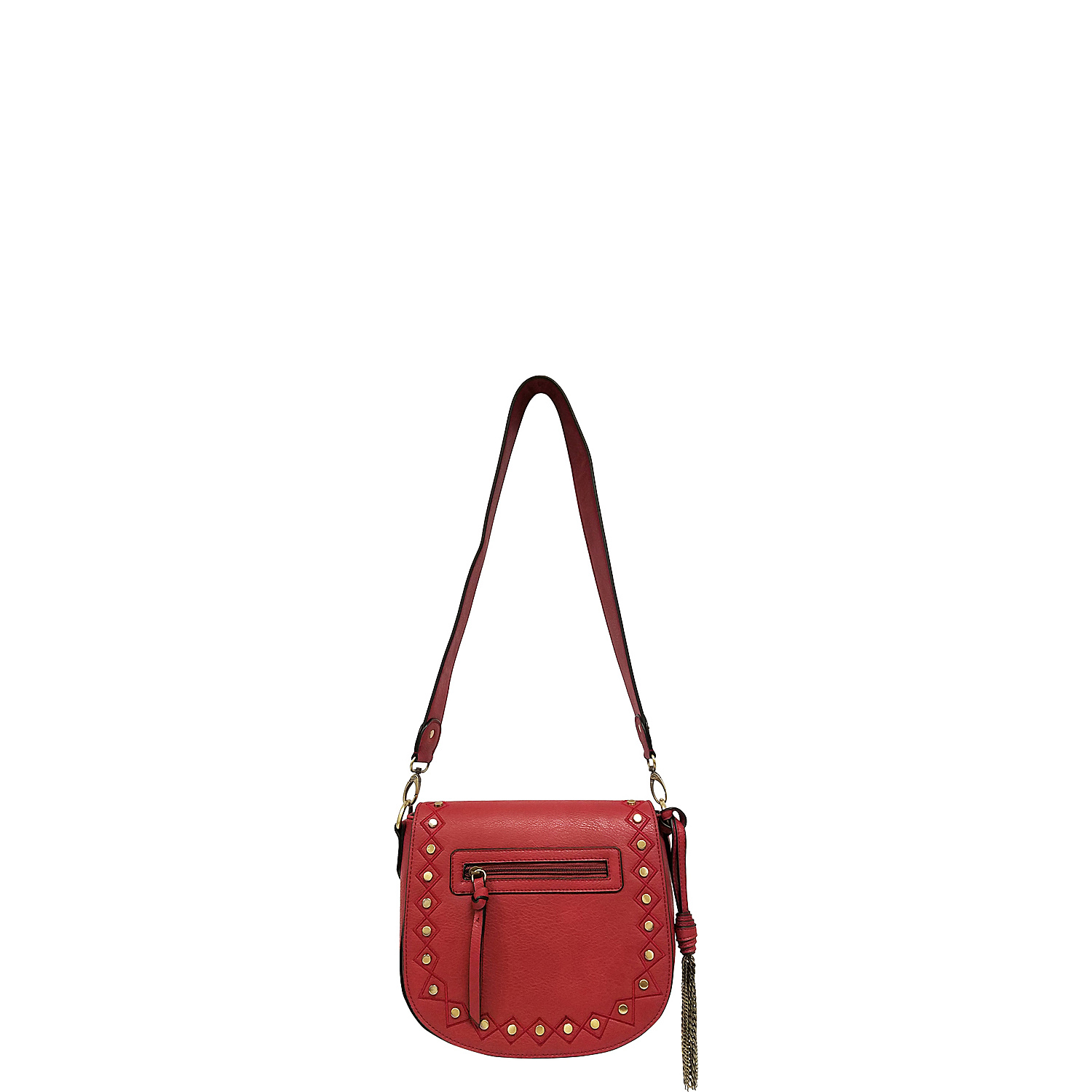 Faux Leather Studded Flap Crossbody