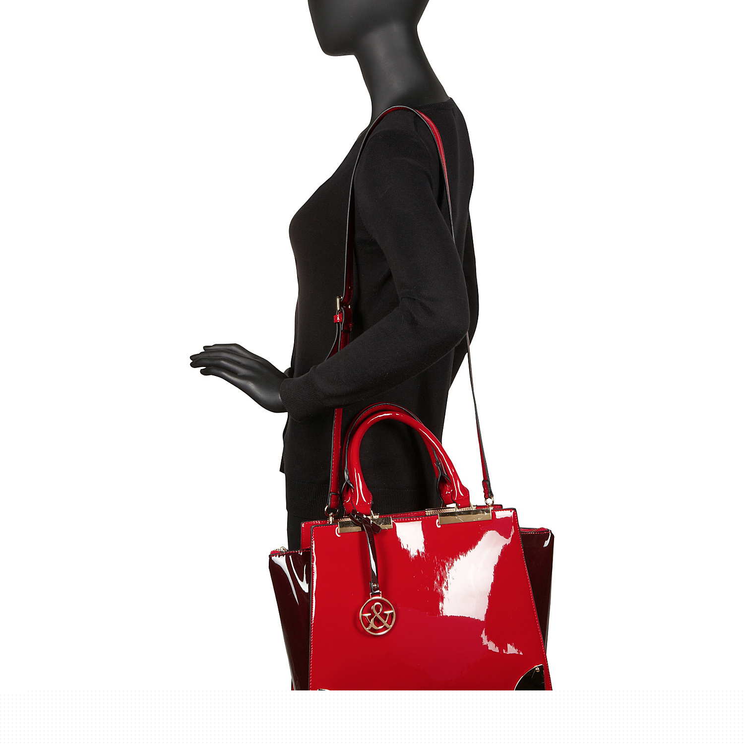Shiny Two Tone Satchel Bag