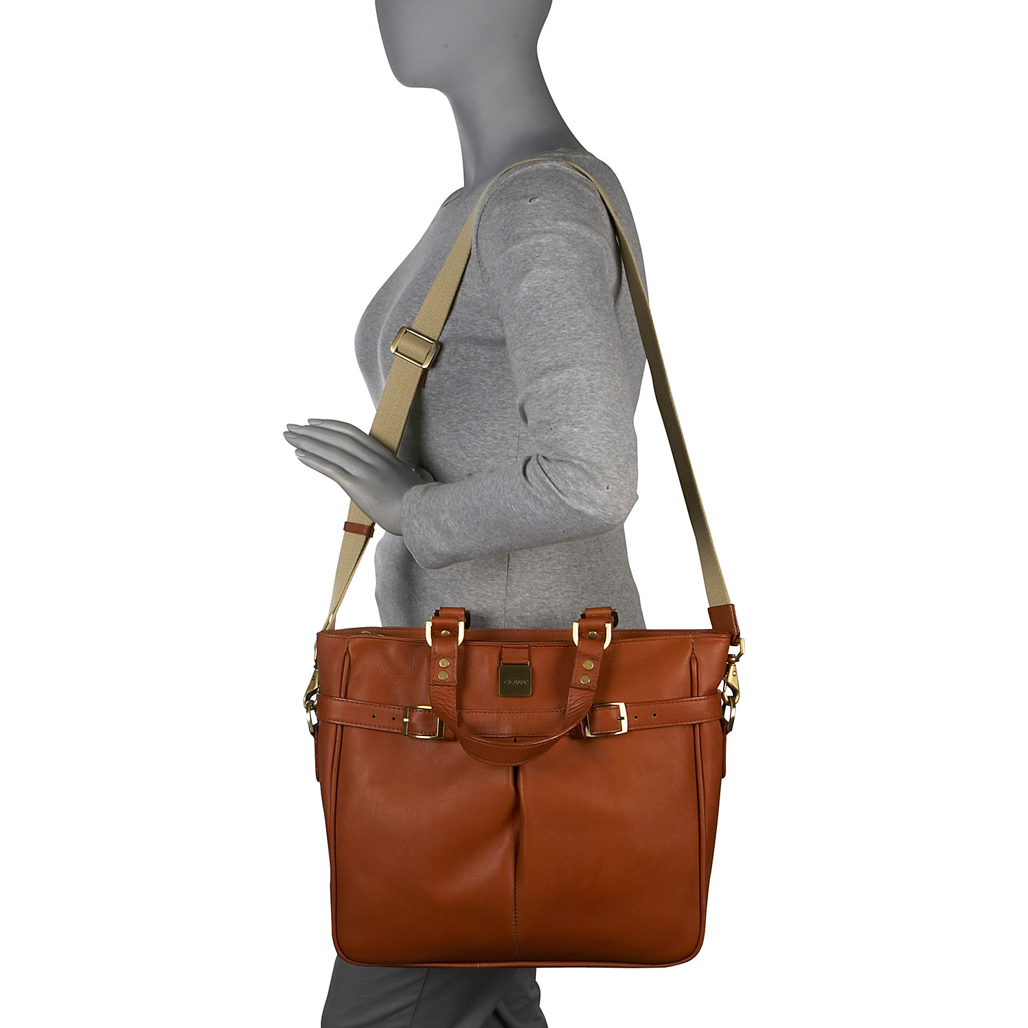 Leather Pleated Buckle Tote