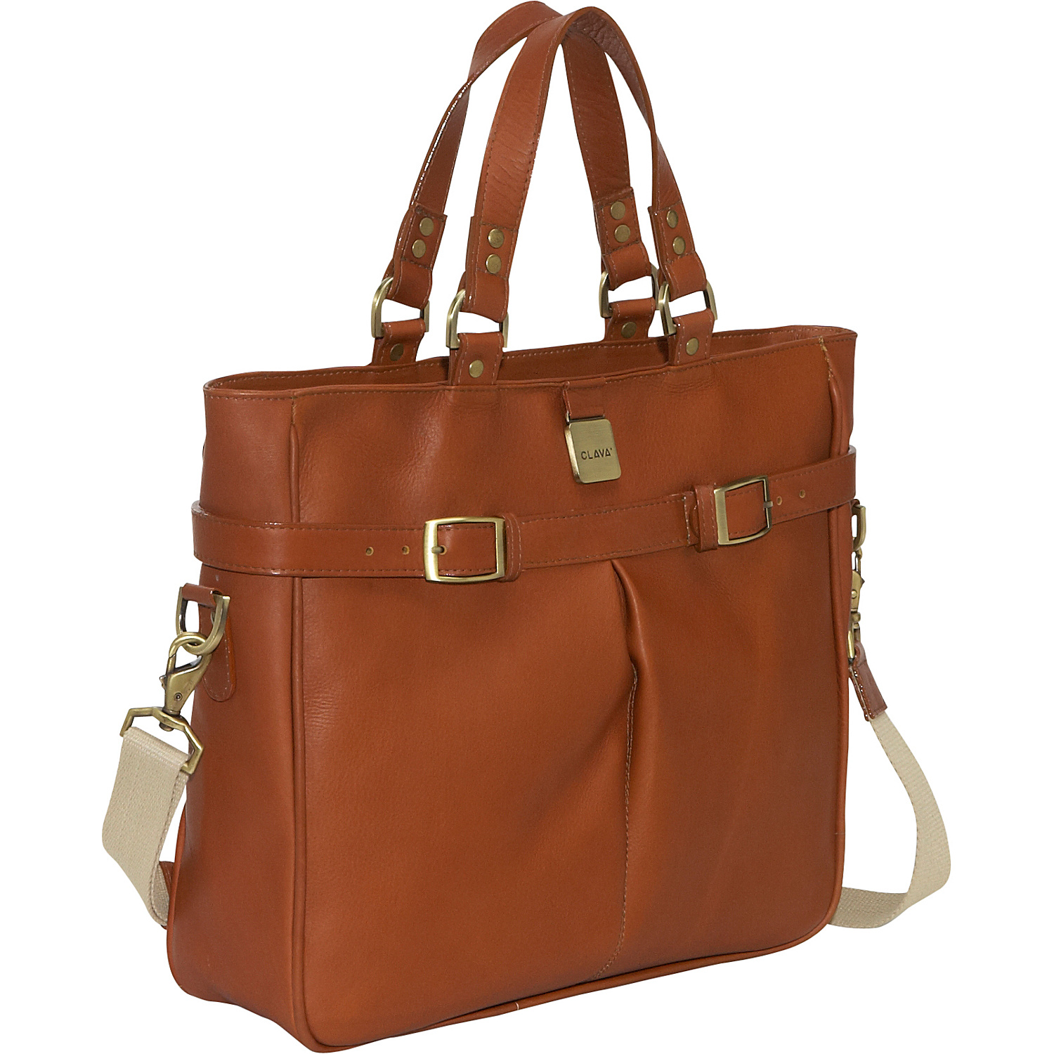 Leather Pleated Buckle Tote