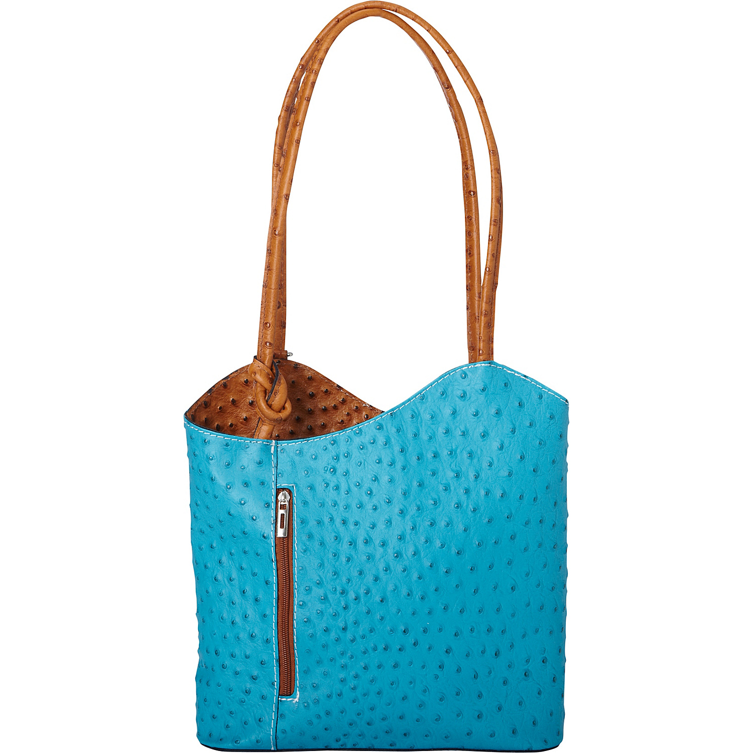 Two Toned Textured Italian Leather Handbag