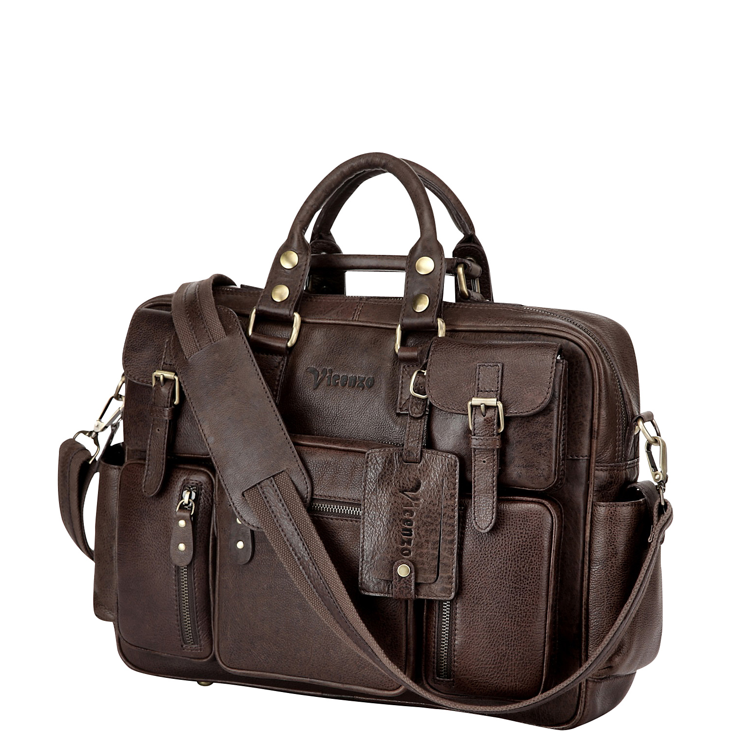 Vicenzo Signature Full Grain Leather Briefcase